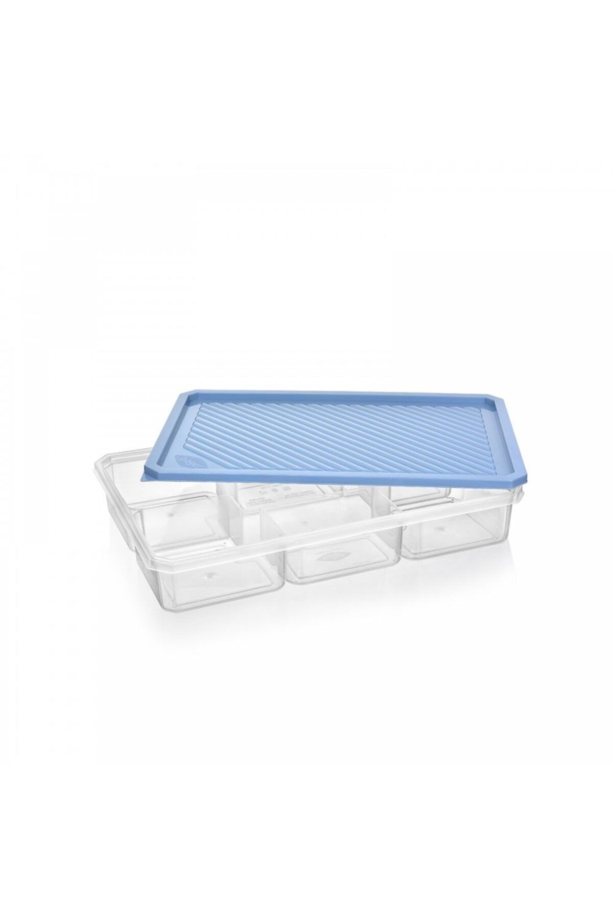 Bager Plastik Smart 7 Bölmeli Kare Saklama Kabı Kahvaltılık - Çerezlik [mavi]