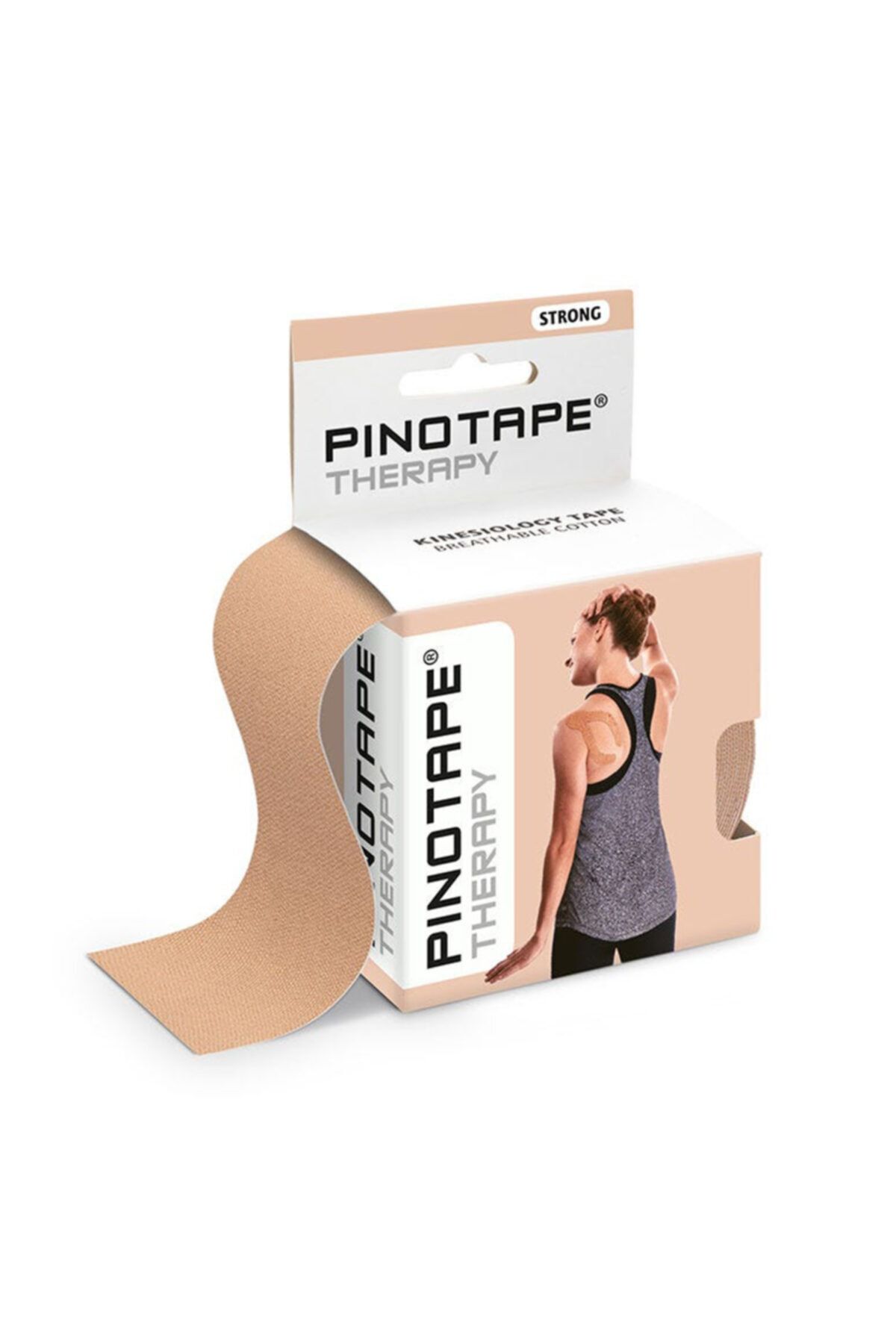 PinoTape Pino Tape Therapy Cotton Kinesiology Ağrı Bandı-yüz Yogası-5cmx5m-bej