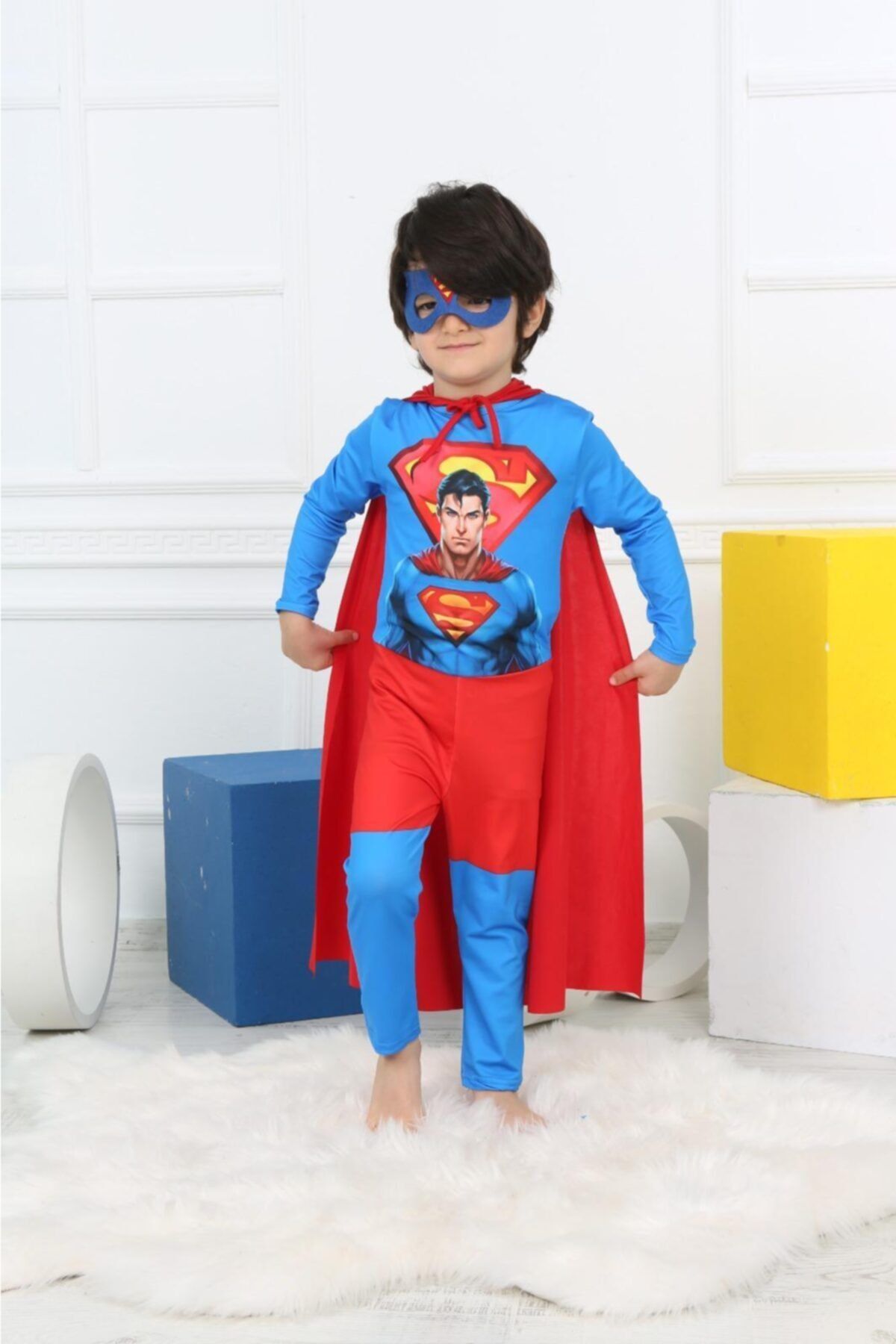 Superman Erkek Çocuk Maskeli Kostümü