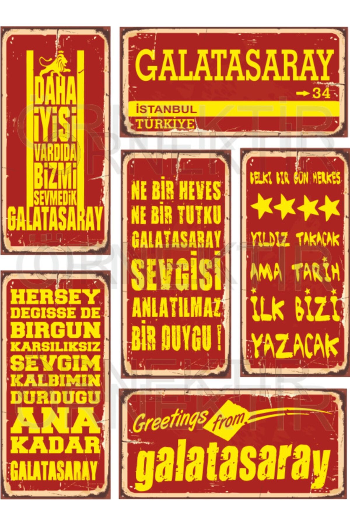 Galatasaray 6lı Mini Retro Ahşap Poster Seti
