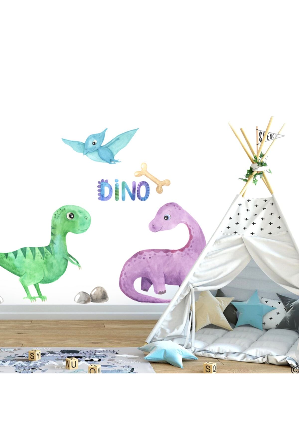Tilki Dünyası Sevimli Dinozorlar Çocuk Odası Duvar Sticker