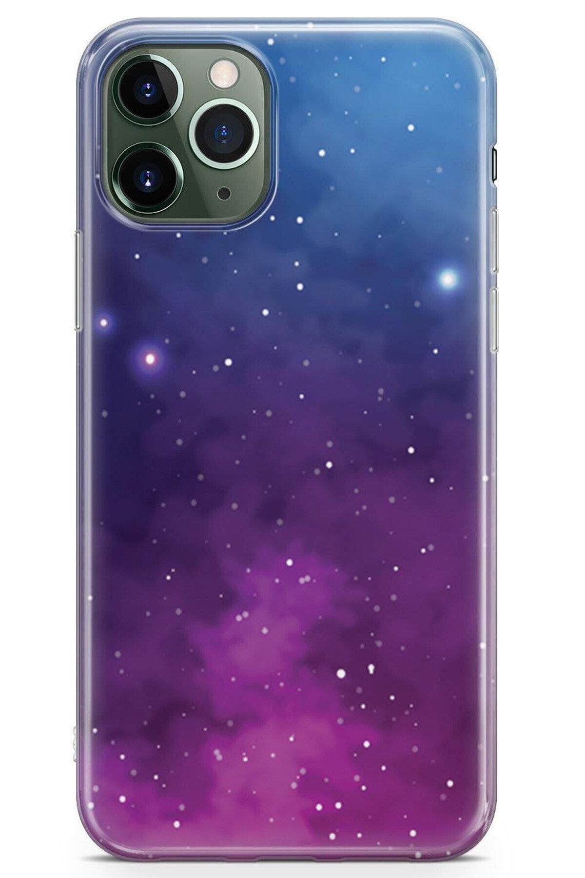 Zipax Samsung Galaxy A91 Kılıf Galaksi Desenli Baskılı Silikon Kilif - Mel-109517