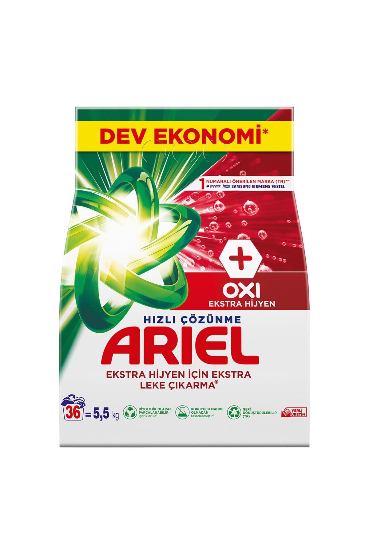 Ariel Toz Çamaşır Deterjanı Oxi Ekstra Hijyen 5.5 Kg 36 Yıkama