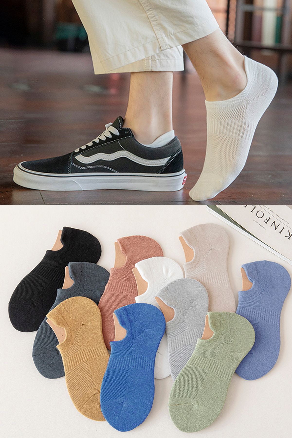 BGK Unisex 10 Çift Görünmez Renkli Çorap