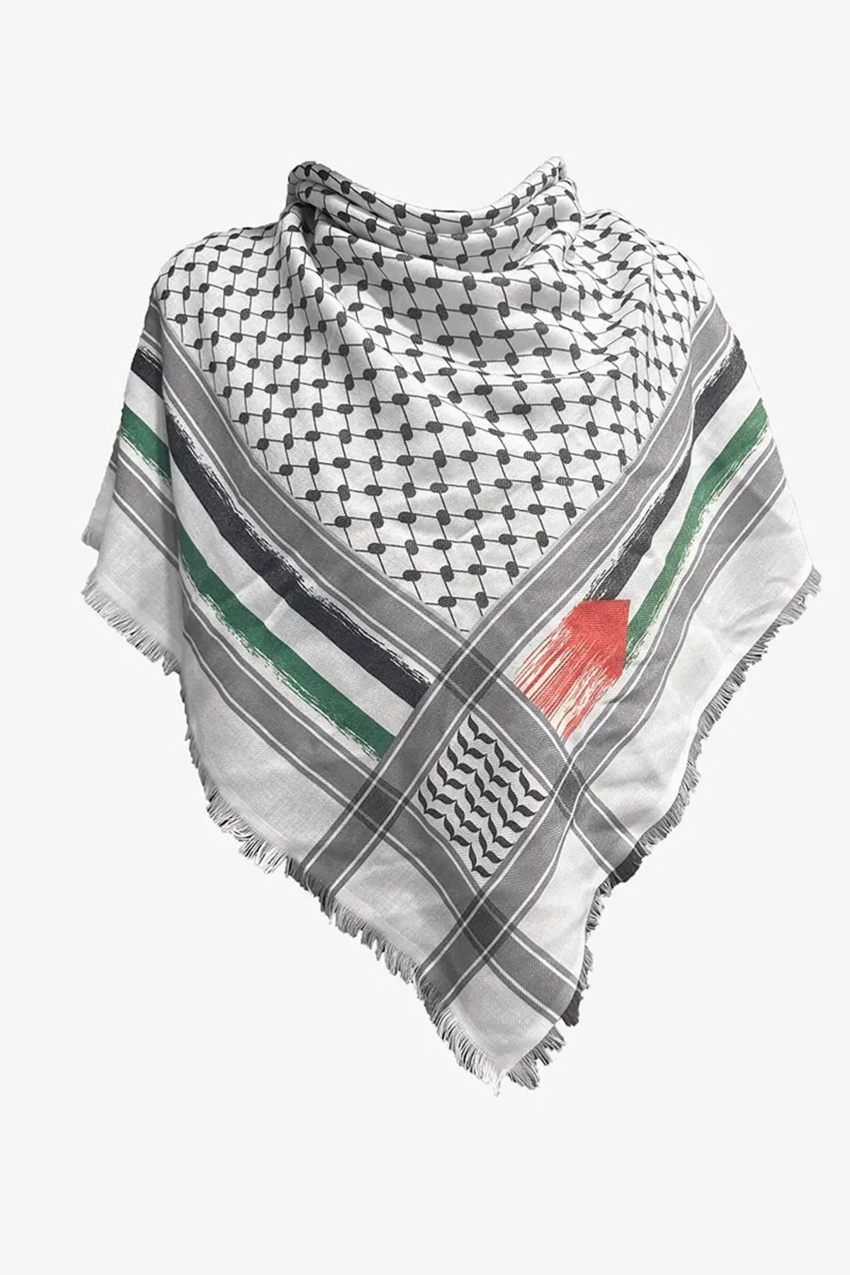 Madame Polo Filistin Bayraklı Günlük Kullanıma Uygun Kefiye Puşi Kare