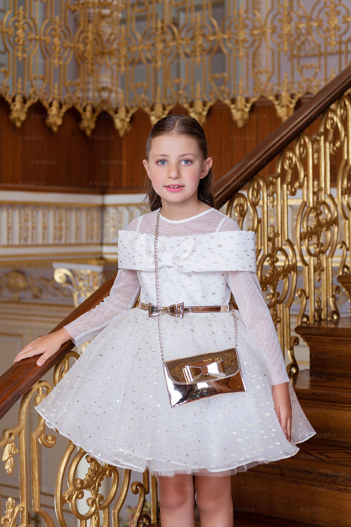 Pepo Kids kids Giyim prenses Kabarık Kız Çocuk Beyaz Abiye Elbise