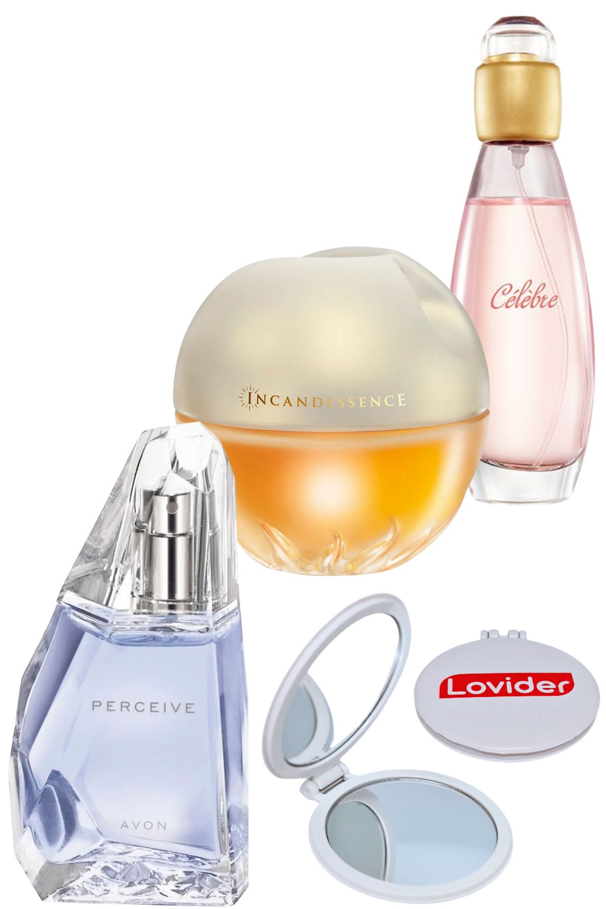 Avon Perceive Kadın Parfüm + Incandessence Kadın Parfüm + Celebre Kadın Parfüm + Lovider Cep Ayna