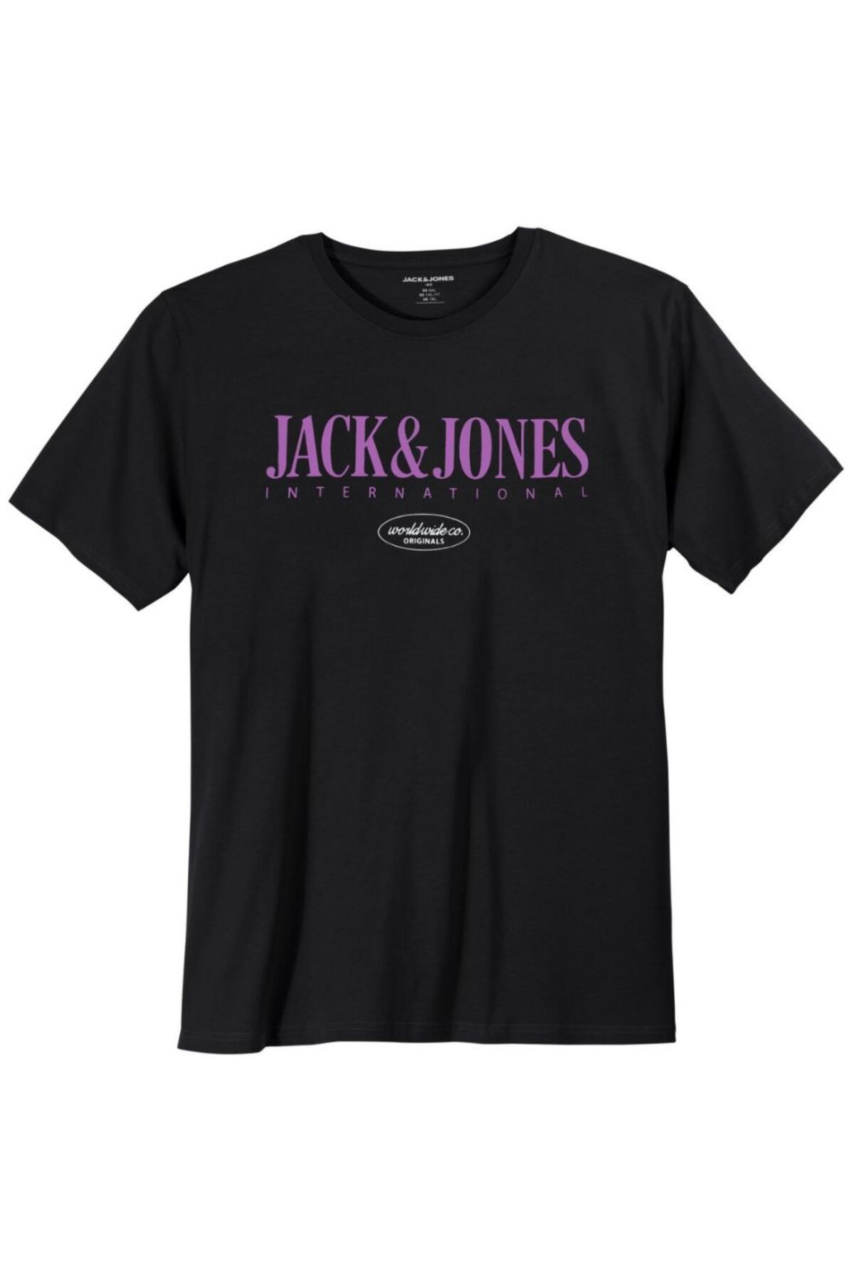 Jack & Jones Jorlucca Tee Ss Crew Neck 1 Fst Pls Erkek Siyah Büyük Beden Tshirt 12257587-02