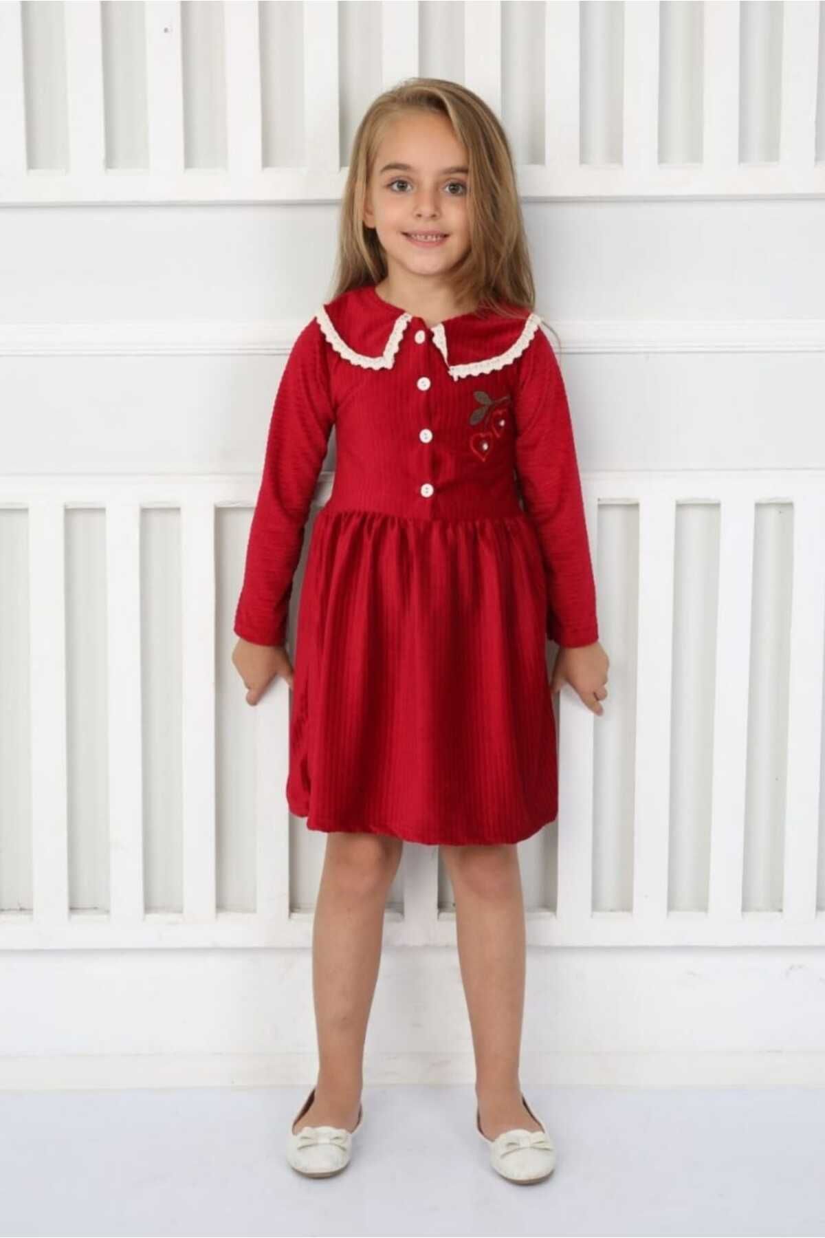 Kids Kız Çocuk Kırmızı Elbise Yılbaşı Elbise