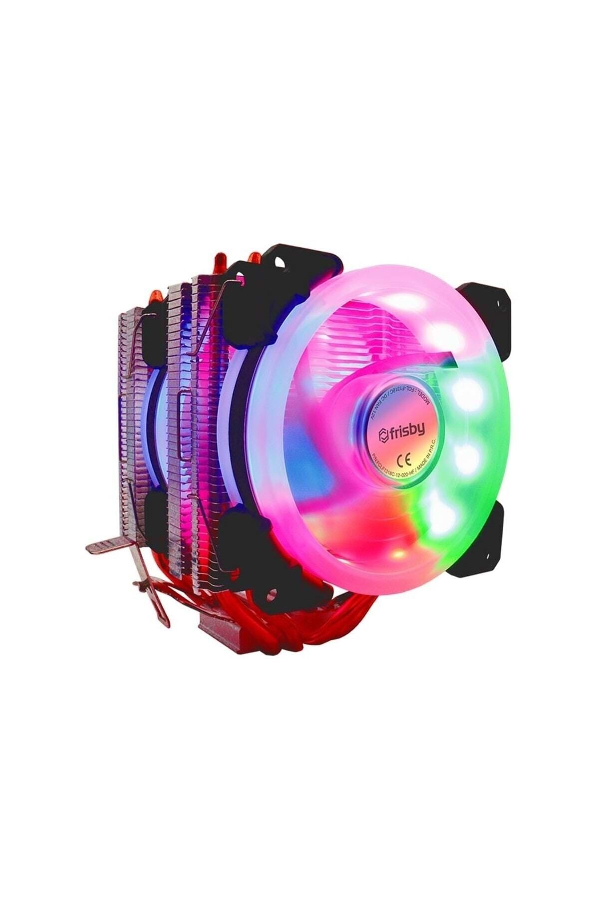 Frisby Fcl-f1324c Çift Fanlı 4x Bakır Borulu Kule Tipi Rainbow Işlemci Fanı Amd / Intel Uyumlu
