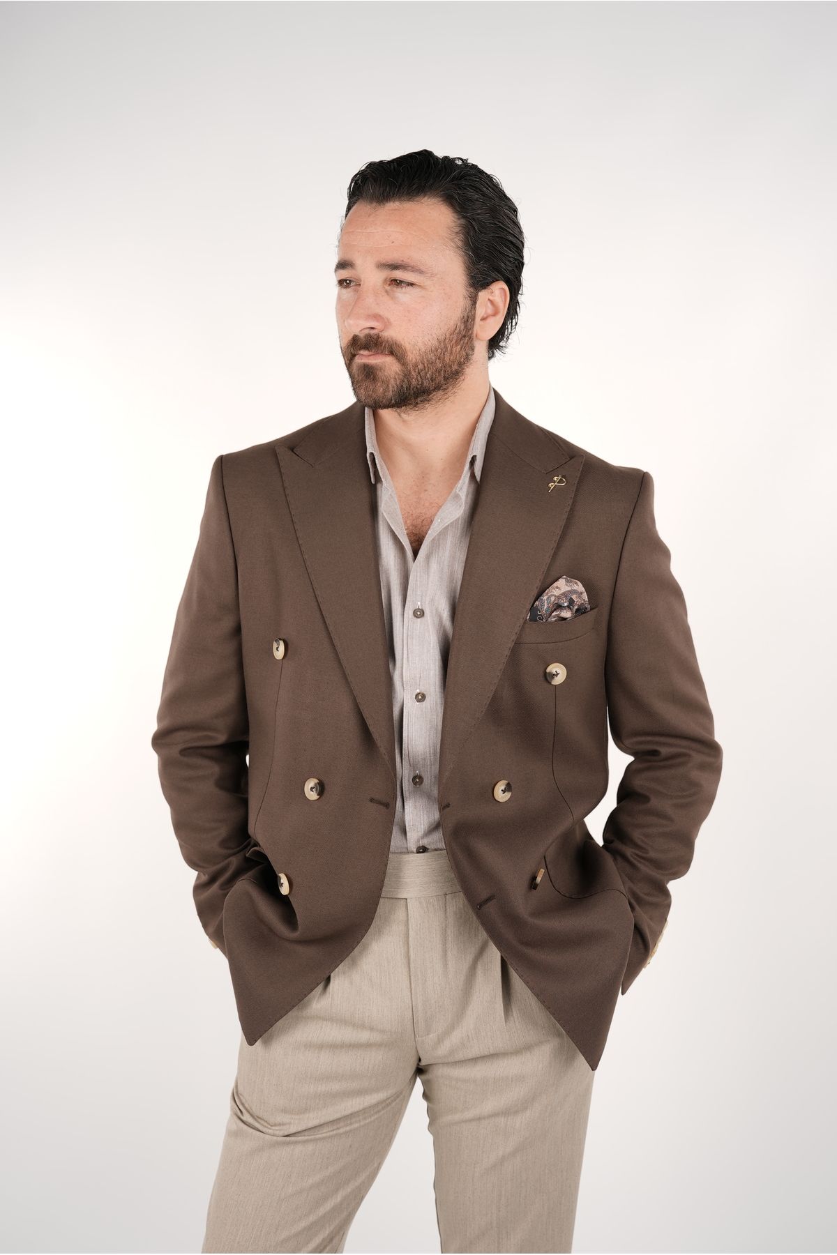 PAREZ Premium İtalyan Stil Slim Fit Erkek Punto Dikişli Torba Cepli Yarım Astarlı Kruvaze Ceket
