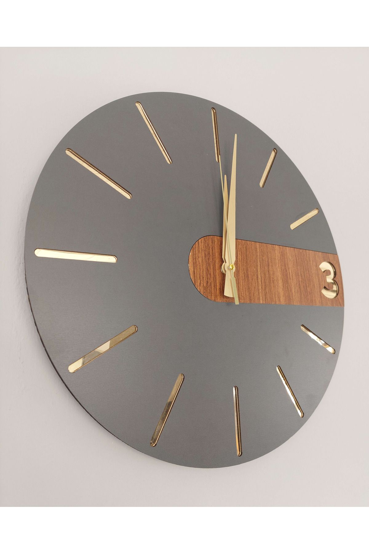 aswood Modern Şık Rustik Vıp Dekoratif Katmanlı 40cm Duvar saati