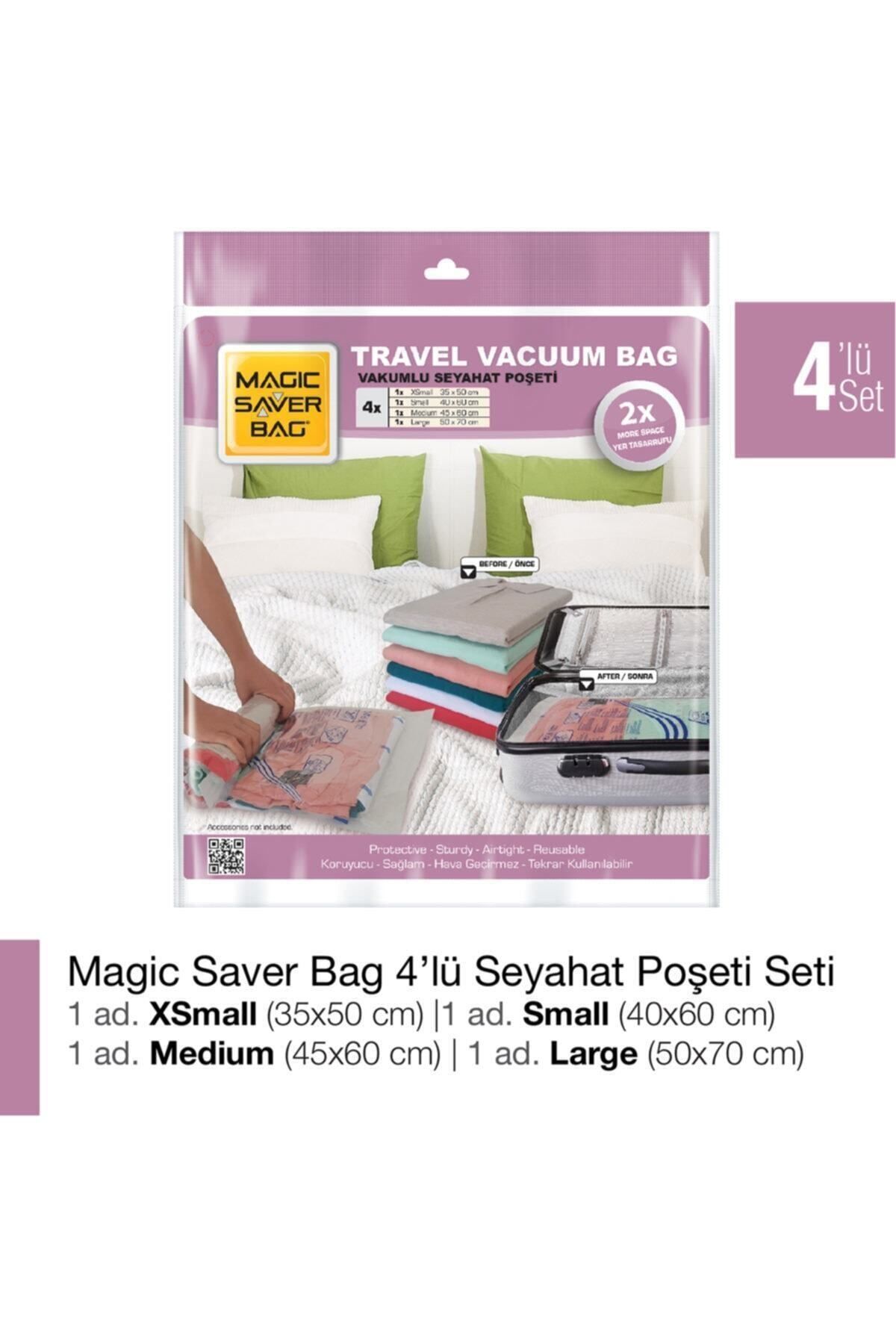 Magic Saver Bag Vakumlu Seyahat Poşeti Seti 4’lü