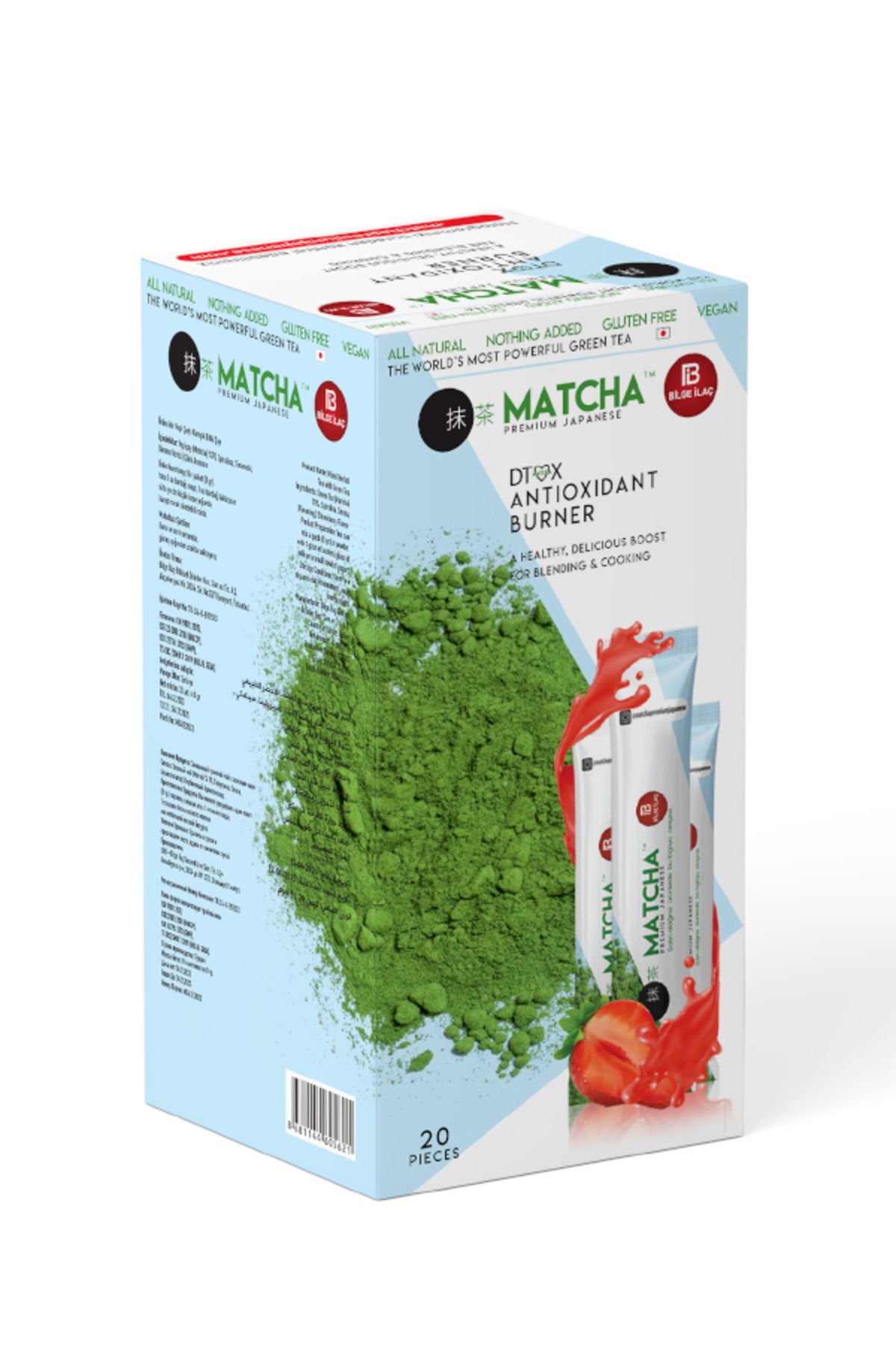 Matcha Premium Japanese Çilek Aromalı Detox Burner Form Matcha Çayı 1 Kutu