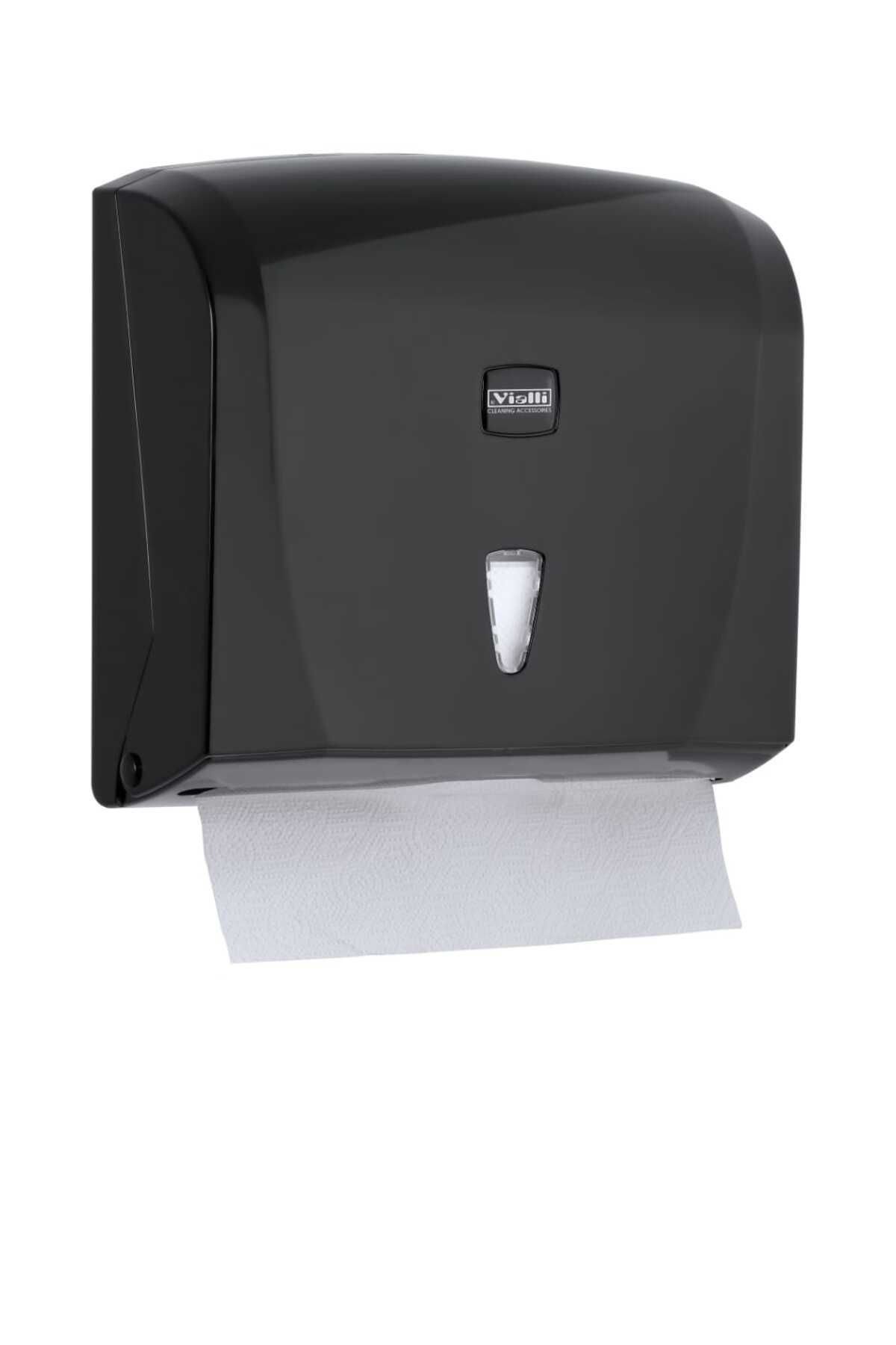 Vialli K20B Z Katlı Kağıt Havlu Dispenseri Kapasite 200 Havlu (Siyah)