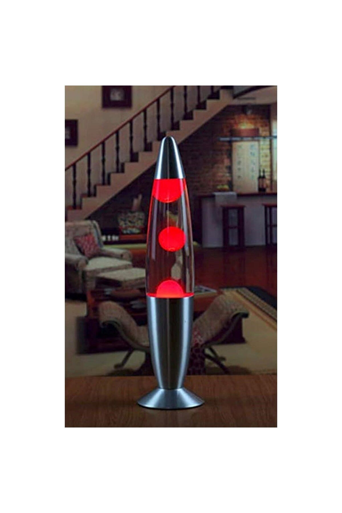 HediyeFilesi Lav Lambası Kırmızı Büyük Boy 41 cm Gece Lambası Lava Lamp Kırmızı