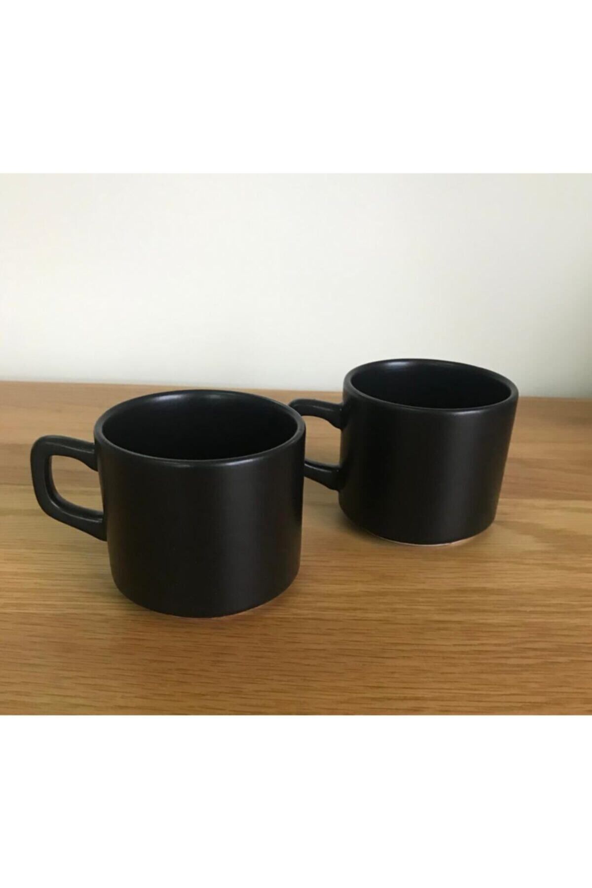Keramika 8 Cm Stackable Çay Fincanı Siyah 2 Li