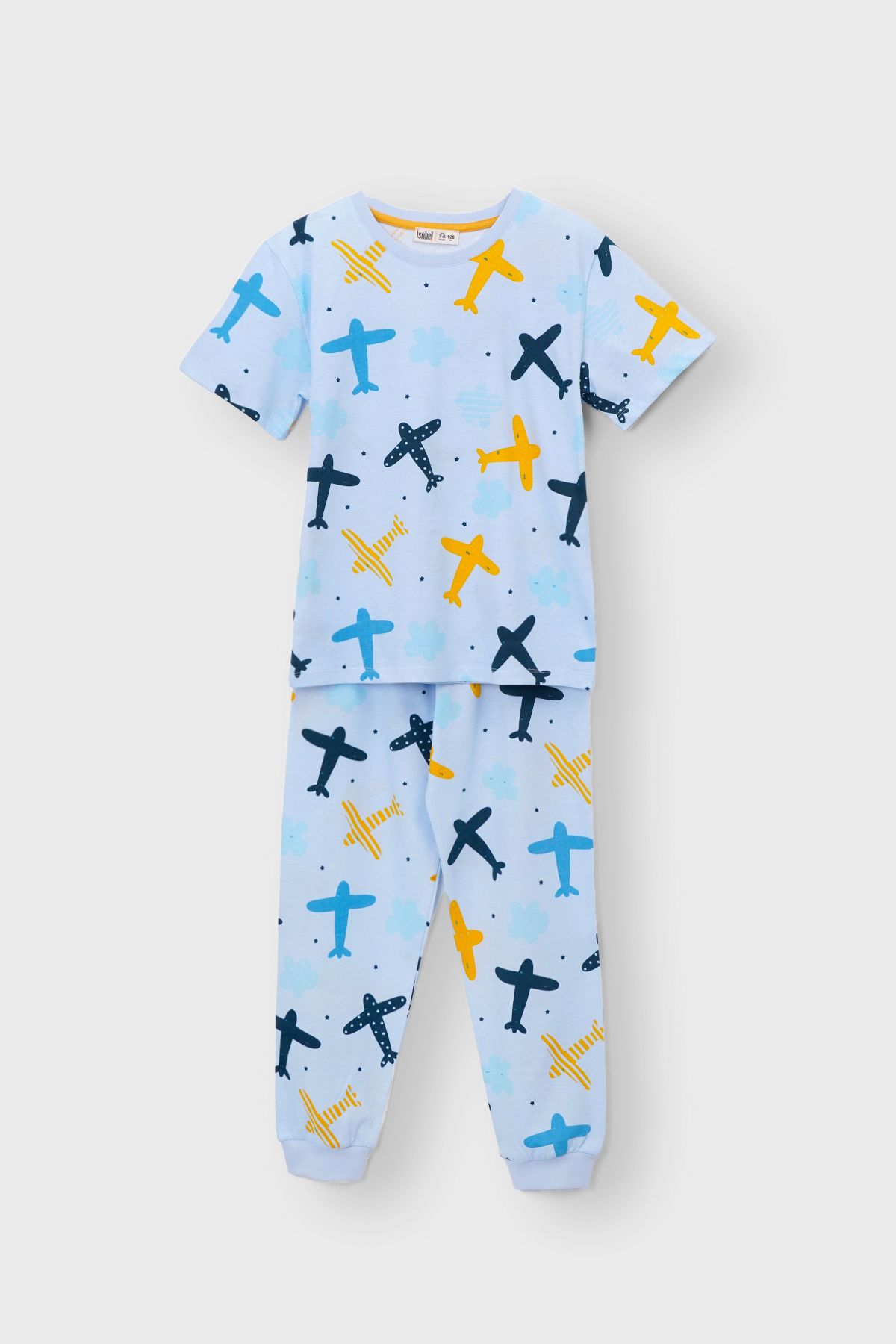 ZUZUNGA Aeroplane Desenli Kısa Kollu Çocuk Pijama Takım