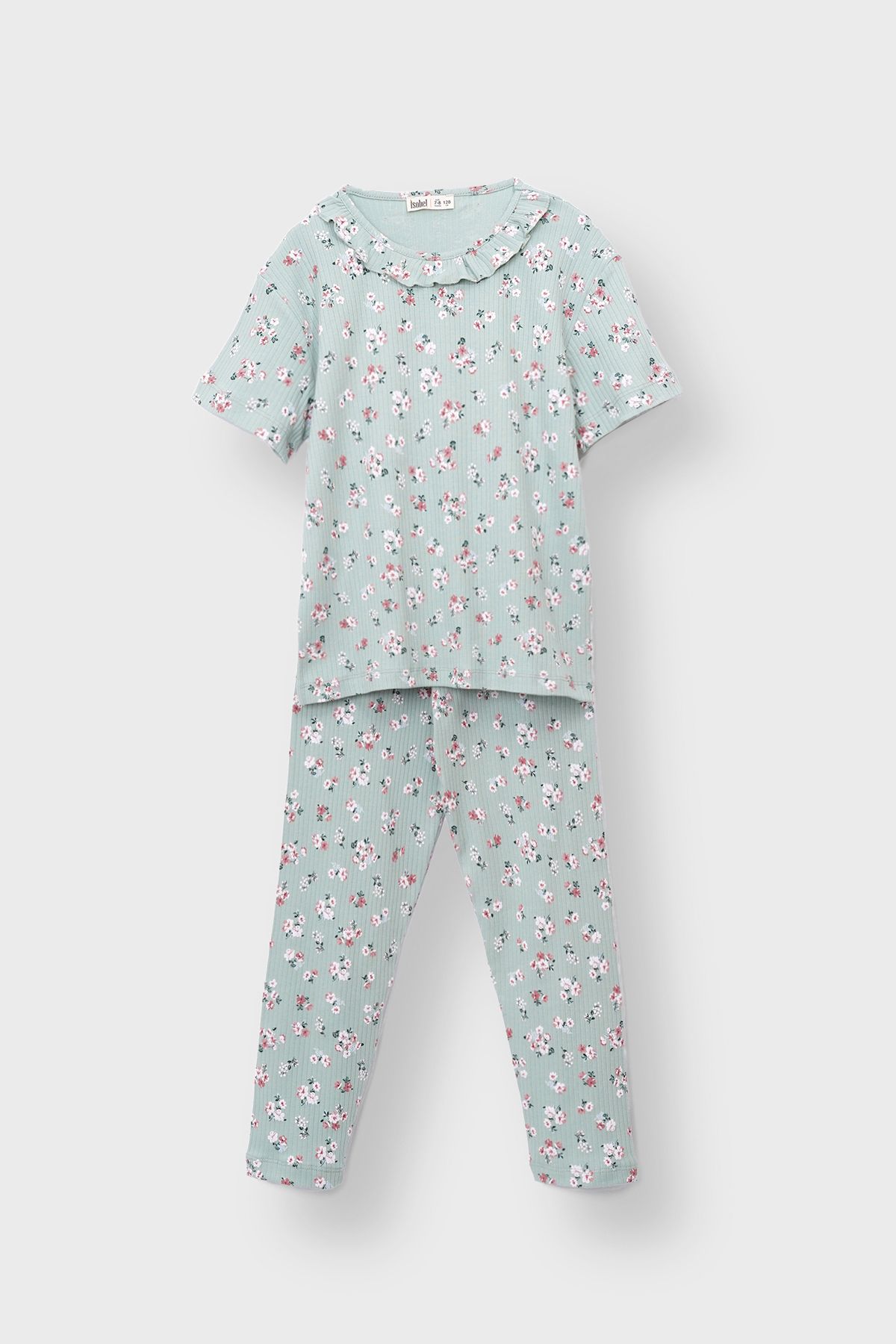 ZUZUNGA Flowering Kısa Kollu Çiçek Desenli Kız Çocuk Pijama Takımı