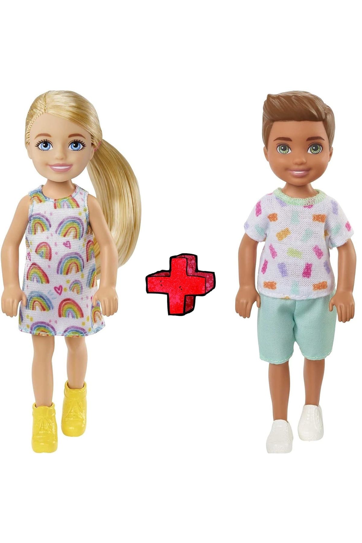 Barbie 2'li Set Orijinal Lisanslı Sarı Saçlı Barbie Chelsea Bebek ve Erkek Çocuk Ken Bebek Oyuncak İkili