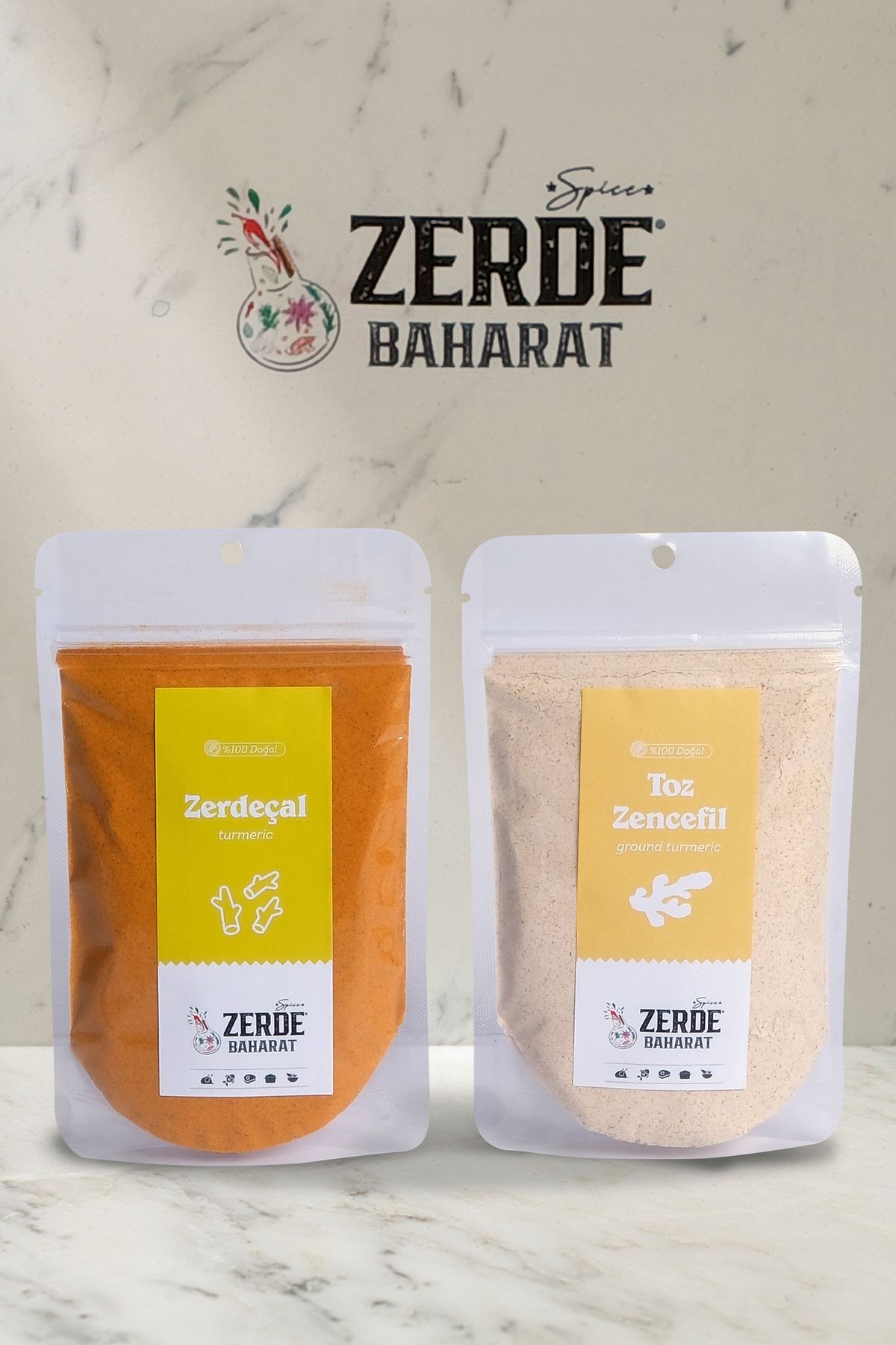 Zerde Baharat Hint Esintisi Maxi 2'li ( Zerdeçal 120 gr- Toz zencefil 150 gr)