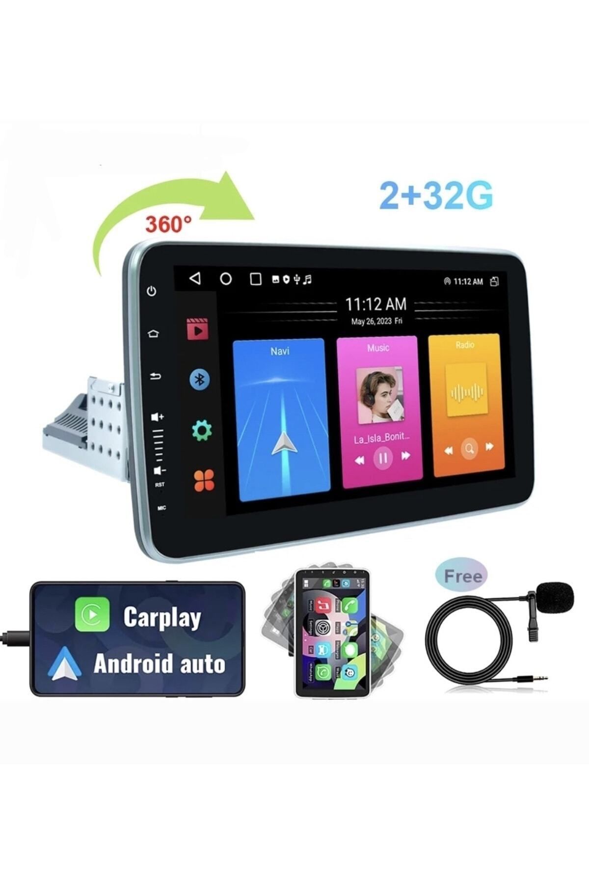 Navigold Pv-1100 2/32gb Android Tek Din 10''inch Oto Araba Multimedya Teyp Car Play-usb-gps-wifi Kamera