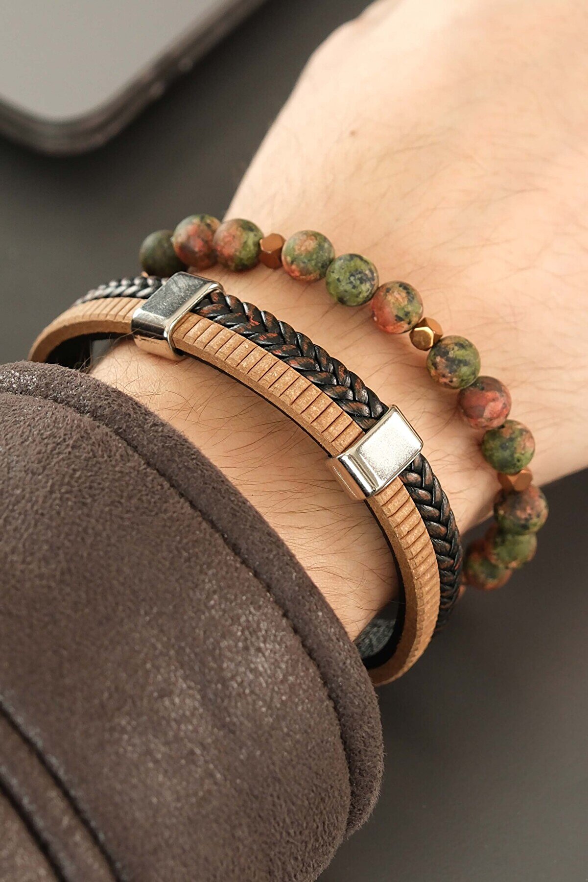 Jack Ferrero ERKEK DERİ VE DOĞALTAŞ ORİJİNAL BİLEKLİK SETİ Fiyatı