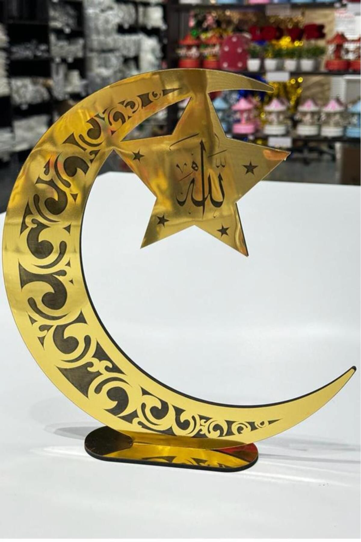 BeySüS Ramazan Ayı Dekoratif Pleksi Ay Yıldız Model Gold