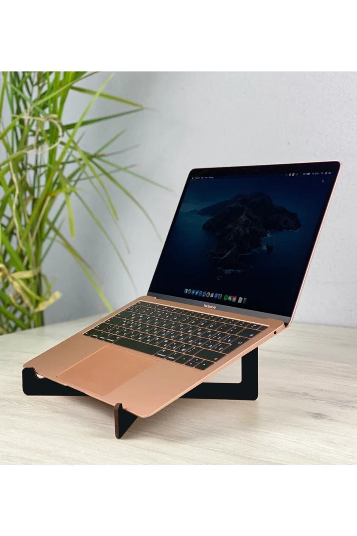 Bk Gift Taşınabilir Siyah Ahşap Notebook Laptop Standı