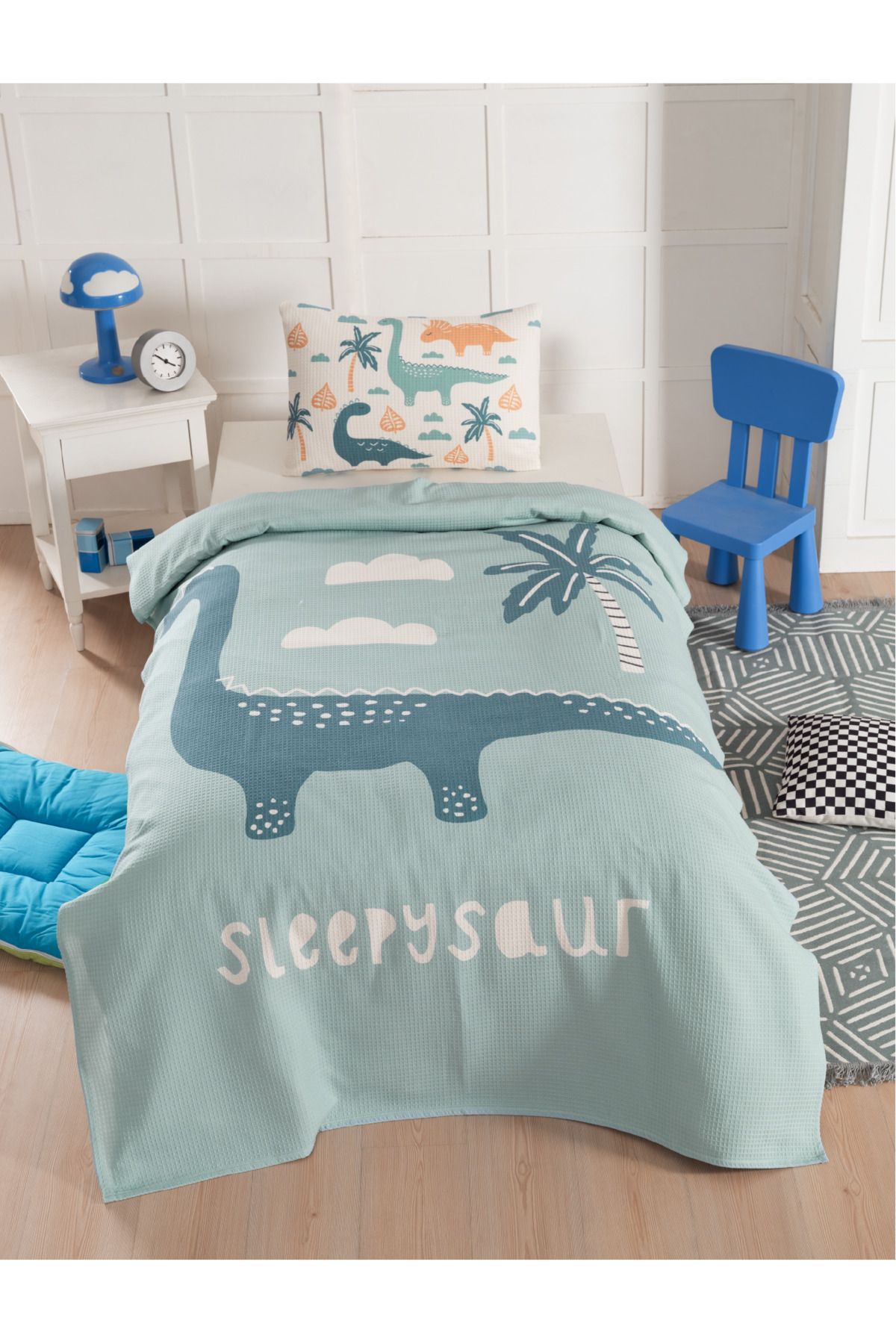 instababyrooms Bebek Ve Çocuk Odası Pamuklu Tek Kişilik Waffle Pike Ve Yatak Örtüsü Setleri Model 23