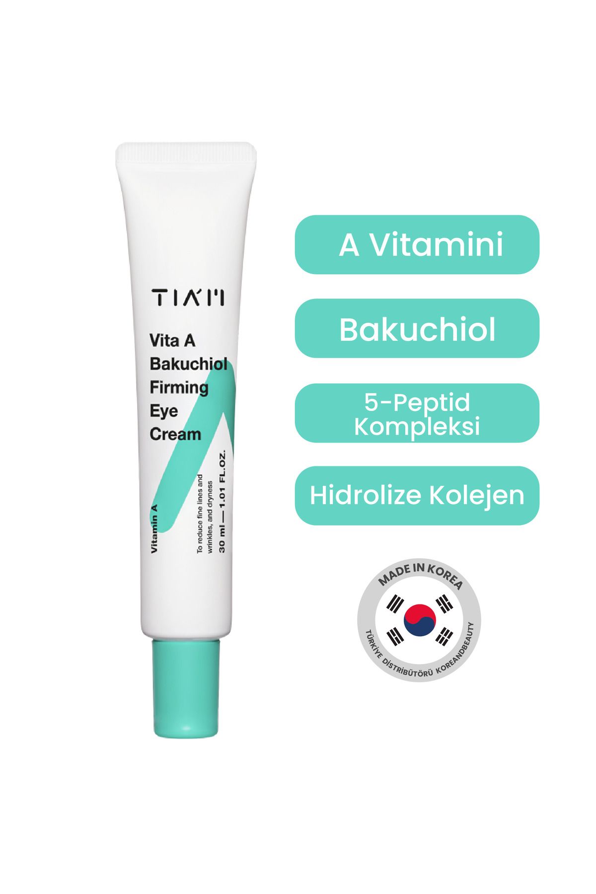 TIA'M Vita A Bakuchiol Firming Eye Cream 30ml- Kırışıklık Karşıtı Retinollü Göz Kremi