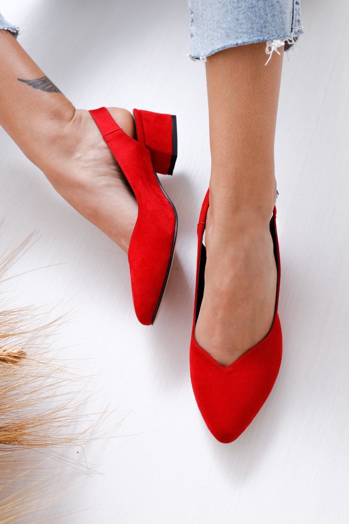 Hayalimdeki Ayakkabı Valentina Topuklu Kırmızı Süet Ayakkabı