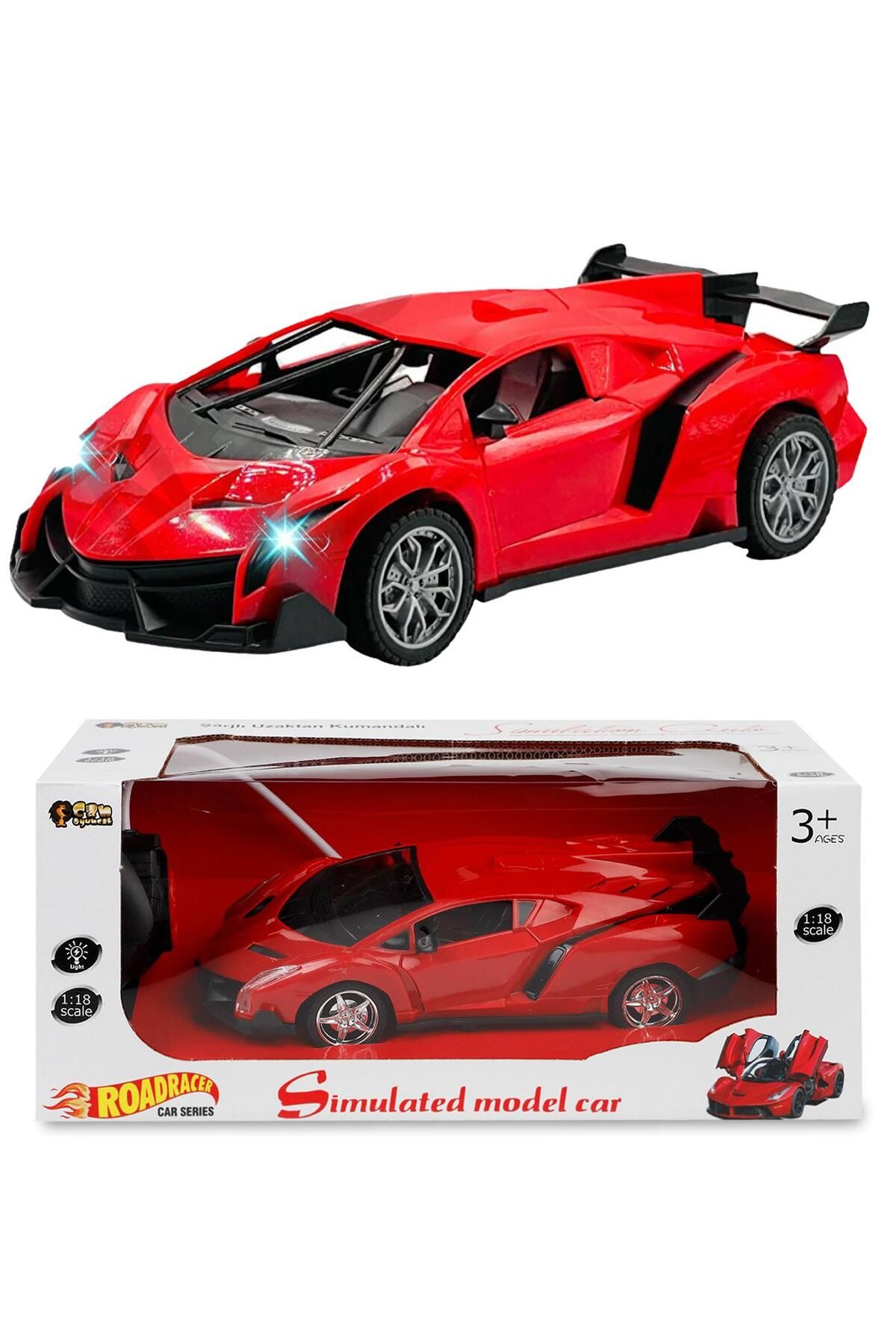 Sole Şarjlı, Kumandalı Spor Lamborghini, Farları Yanar- Kapısı Açılır Spor Araba 1:18