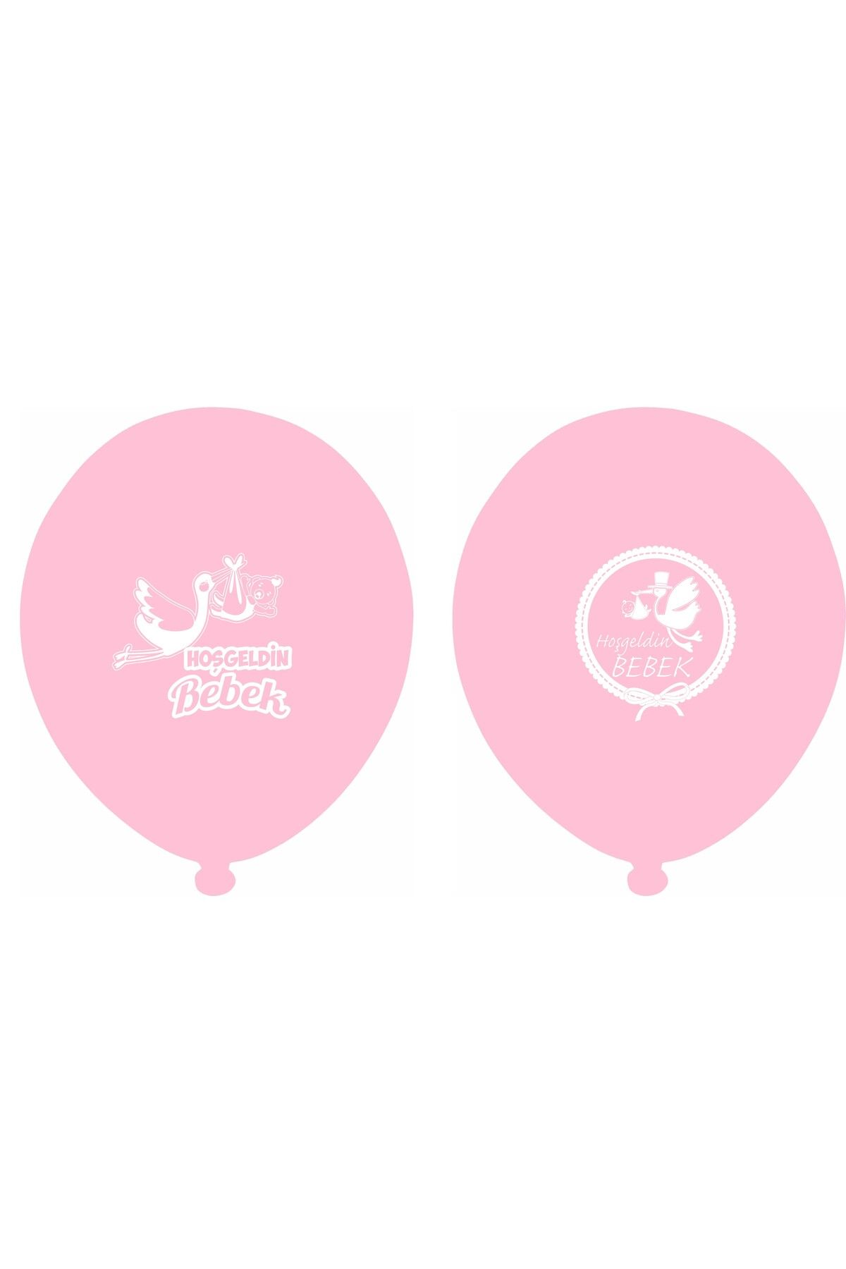 mypartyready Hoşgeldin Bebek Baskılı Pembe Renk Balon 10 Adet Kız Bebek Yeni Doğum Süsleme Hastane Odası Balonu