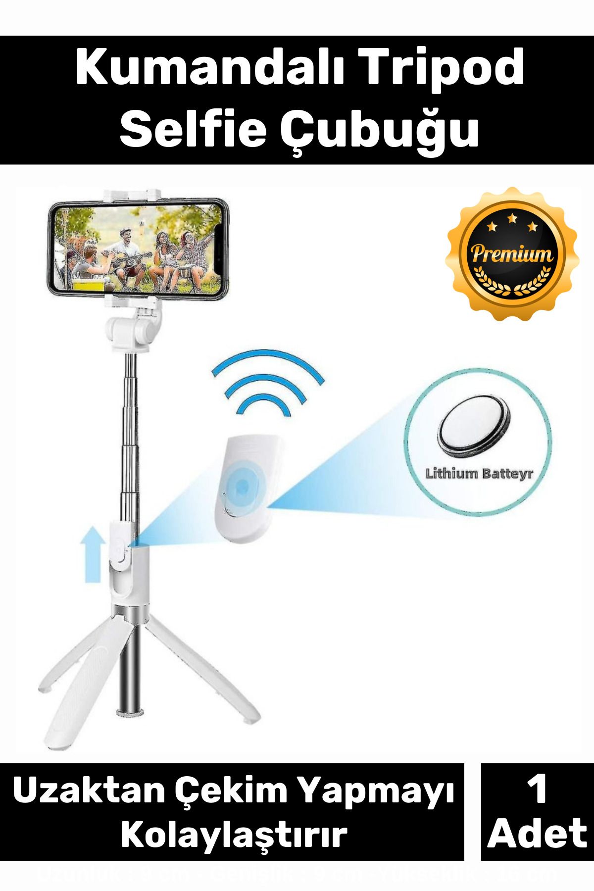 Carlburn Premium Pratik Ayaklı Stabil Çekim Yapabilen Uzaktan Çekim Özellikli Kumandalı Tripod Selfie Çubuğu