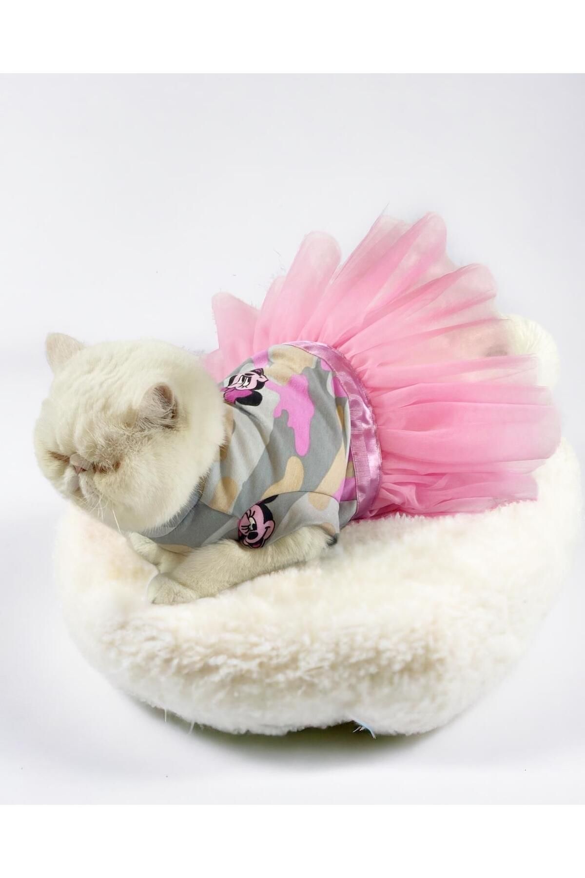 Kemique Pinky Minnie Polar Tütülü Kedi Elbisesi, Kıyafeti Tutu