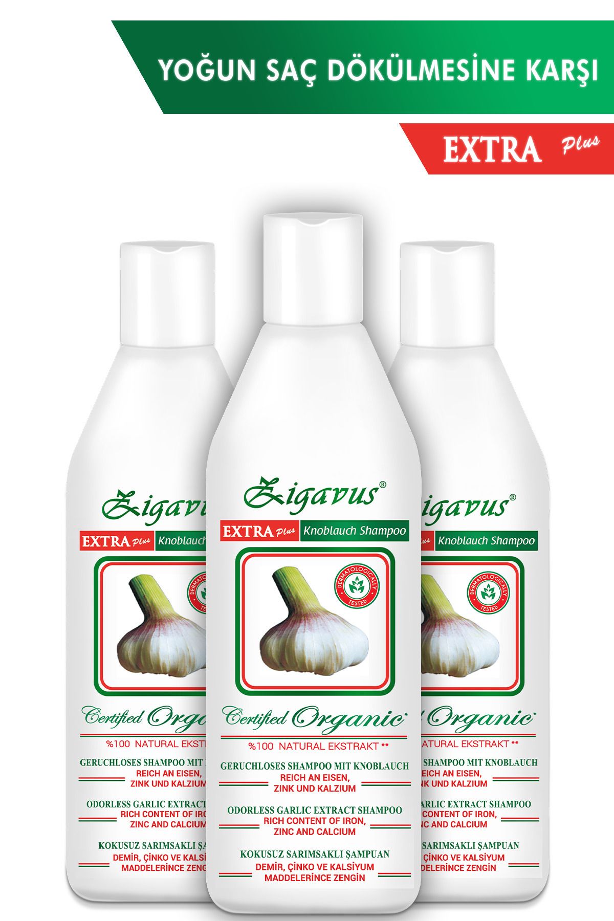 Zigavus Extra Plus Saç Dökülmelerine Karşı Kokusuz Sarımsaklı Şampuan 3 Al 2 Öde