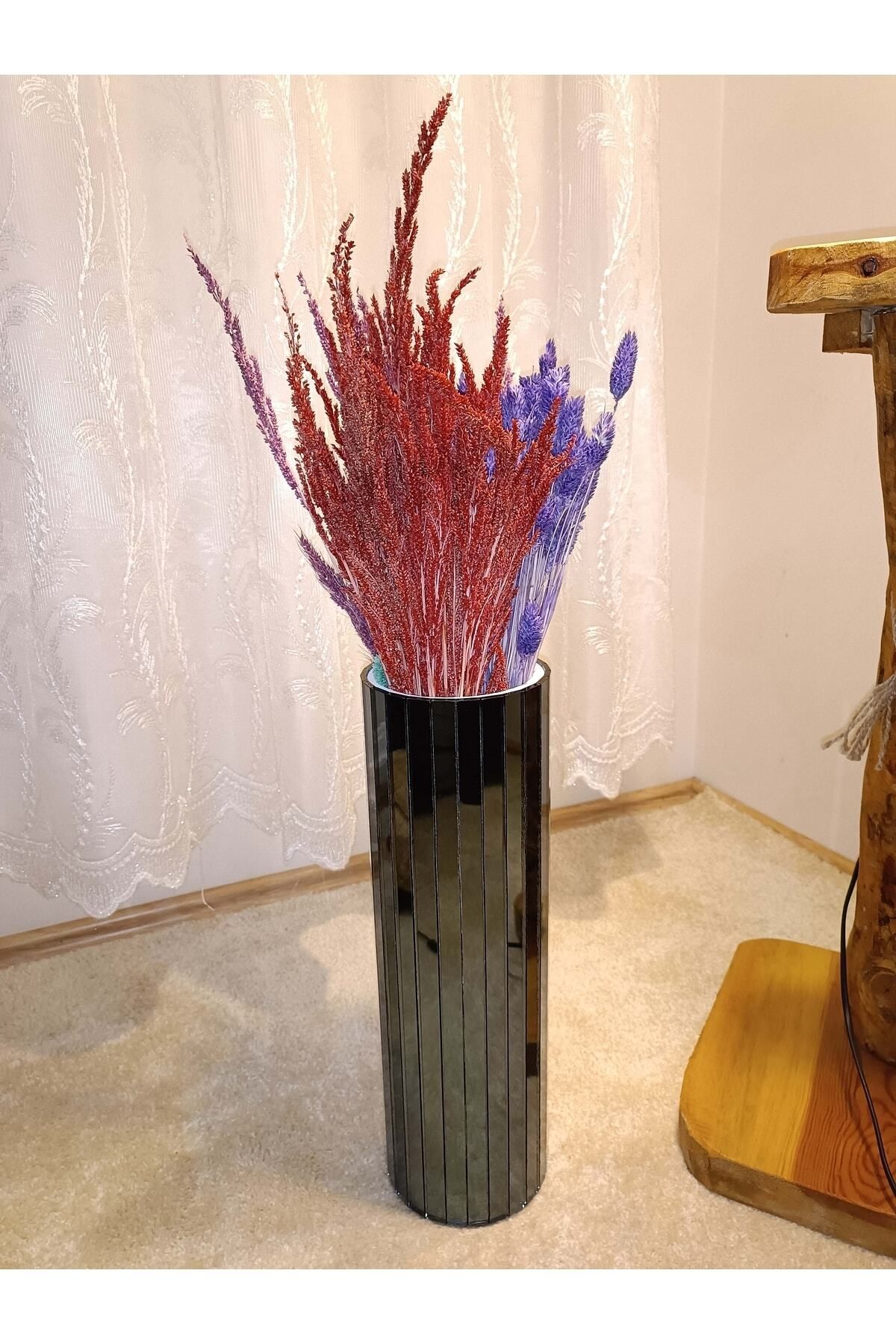 extrasepetim Aynalı Vazo Füme Şık Dekorasyon Yuvarlak 40cm Vazo