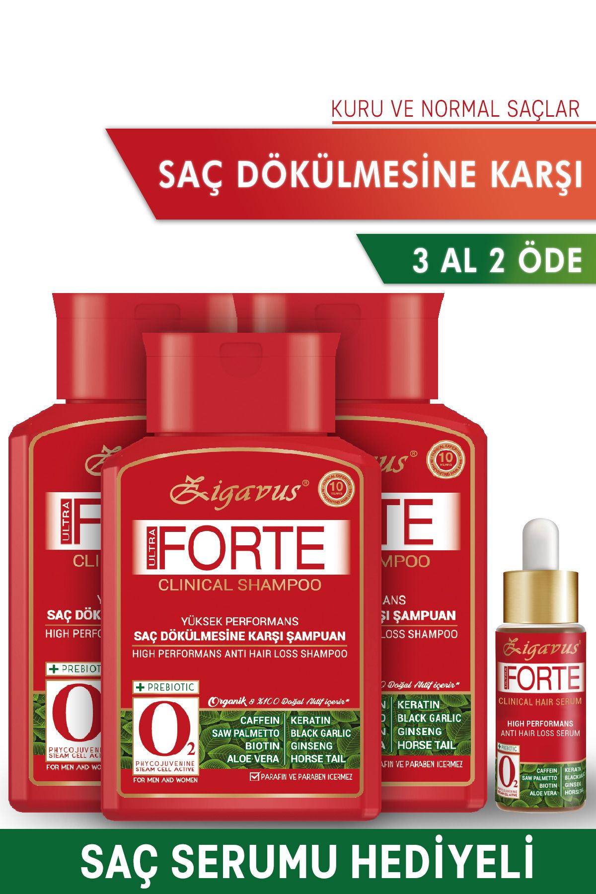 Zigavus Forte Saç Dökülmesi Karşı Şampuan 300 ml -Kuru ve Normal Saçlar -3 Al 2 Öde  8699349130961