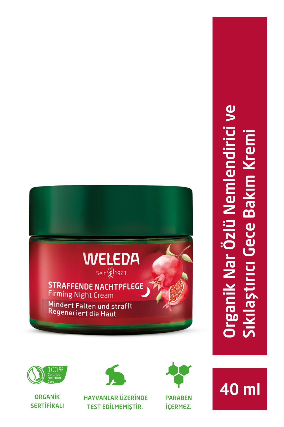 Weleda Pomegranate & Maca Peptides Organik Nar Özlü Sıkılaştırıcı Gece Bakım Kremi 40ml