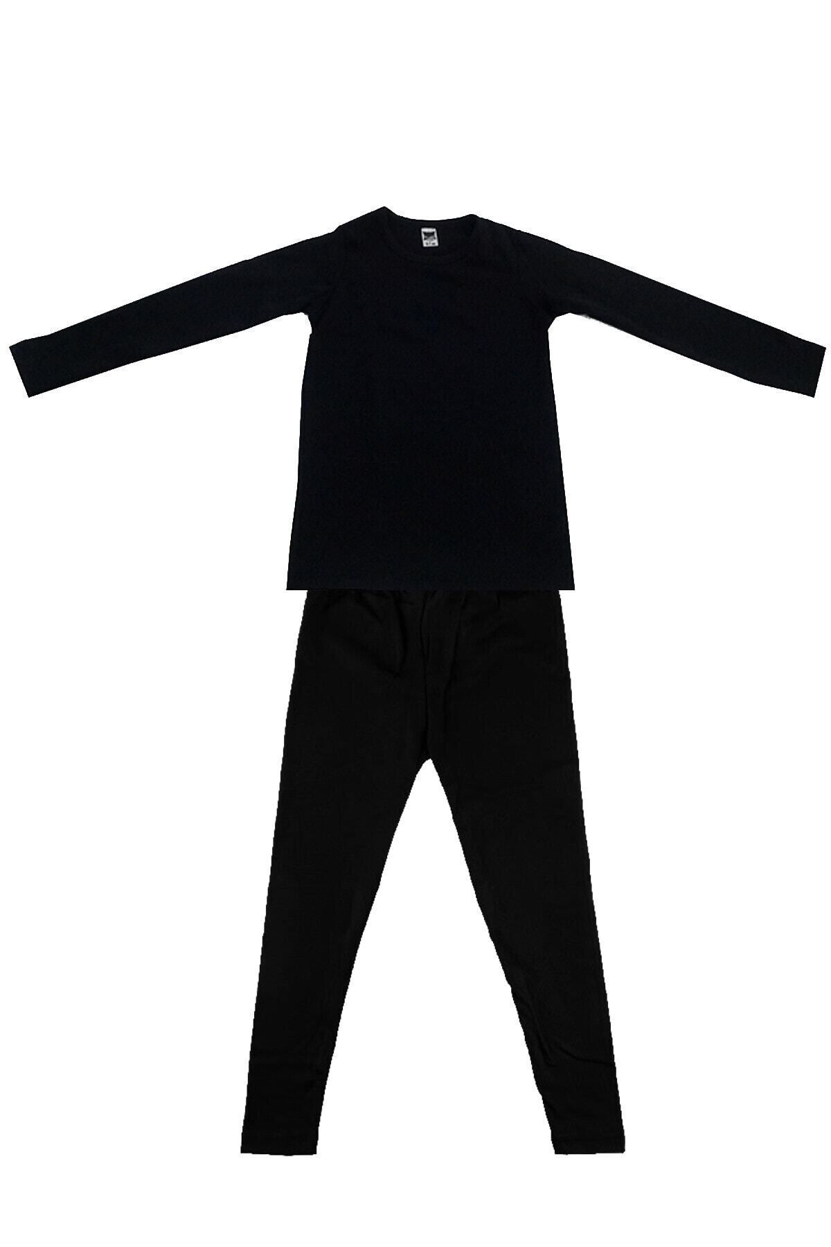 Tutku Çocuk Siyah Uzun Kol Viskon Şardonlu Takım Termal Giyim & Içlik