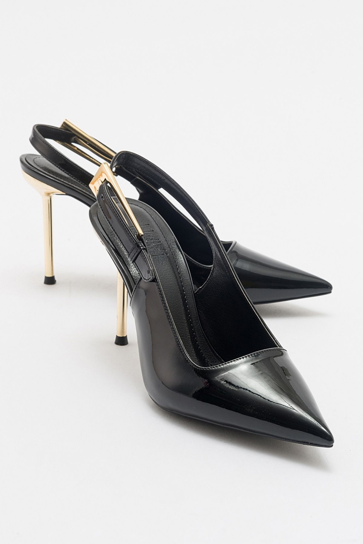 luvishoes LABİN Siyah Rugan Tokalı Kadın Yüksek Topuklu Ayakkabı