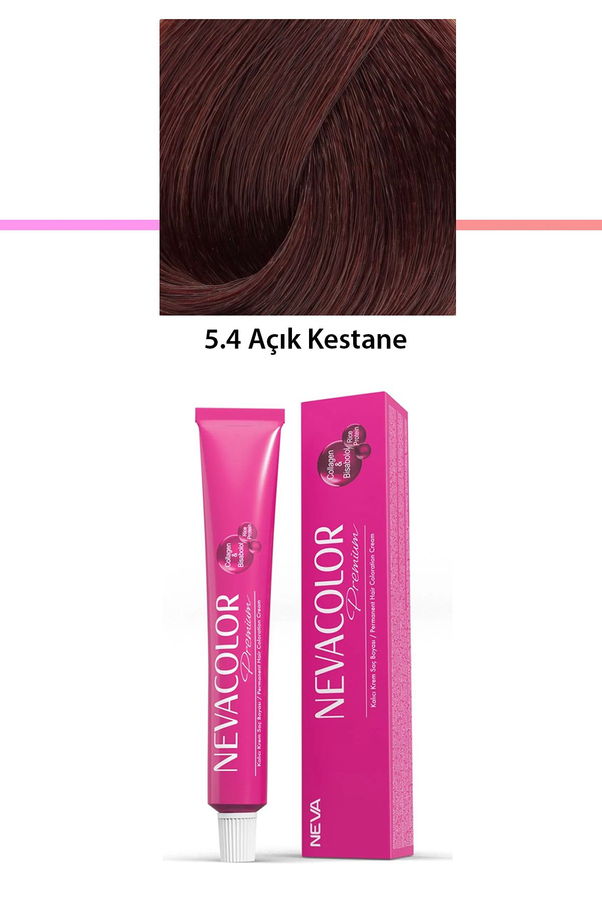 Neva Color Premium 5.4 Açık Kestane - Kalıcı Krem Saç Boyası 50 g Tüp