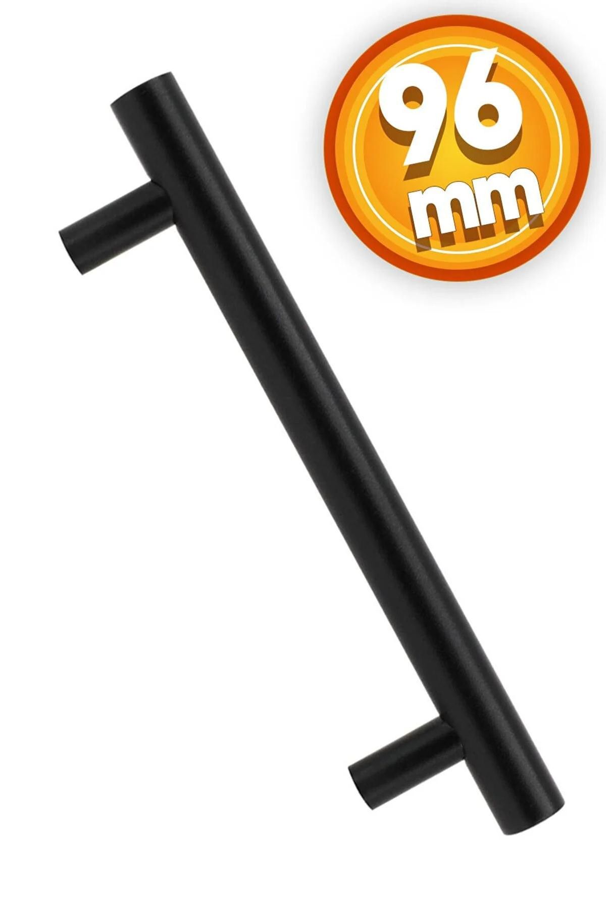 Badem10 Mobilya Dolap Kapak Çekmece Kulpu Gül Boylu Kulbu 96 mm Mat Siyah Metal Kulp