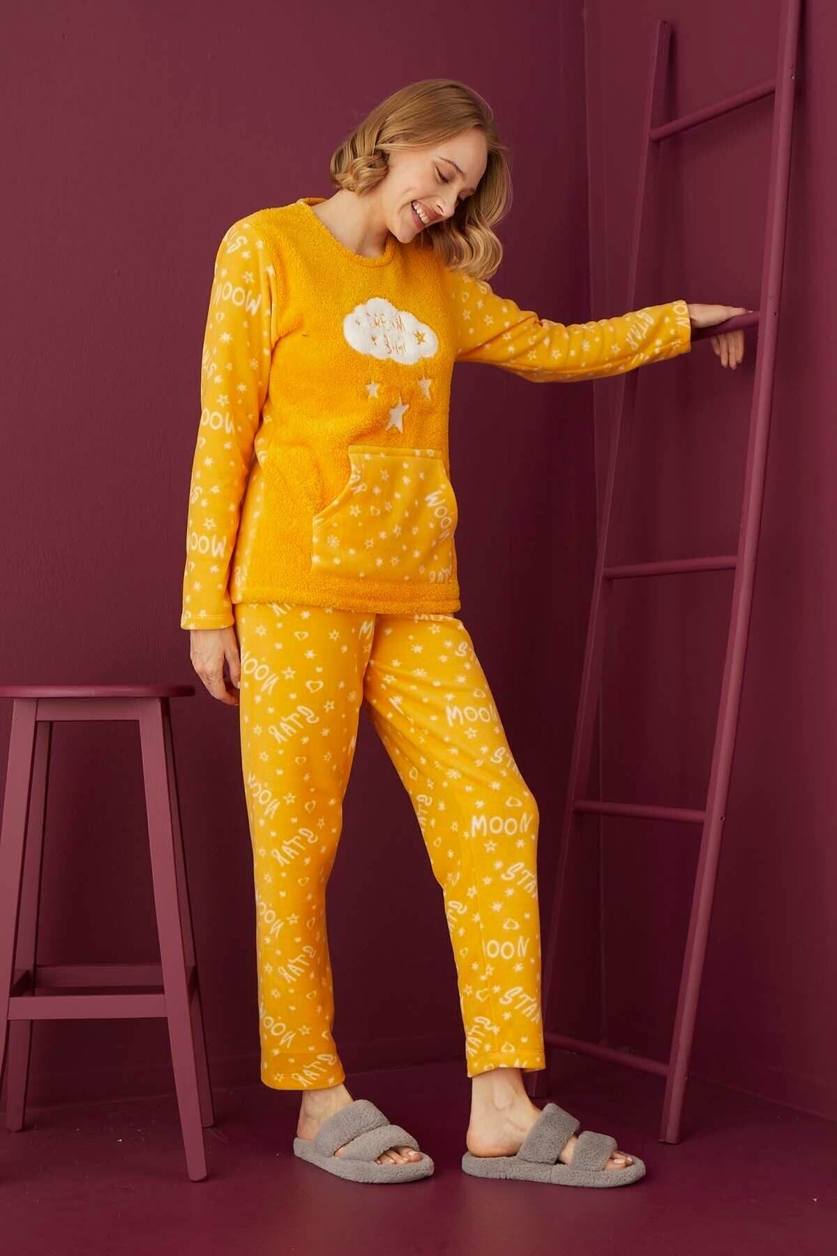 TAMPAP Kadın Kışlık Polar Peluşlu Pijama Takımı Welsoft 91246