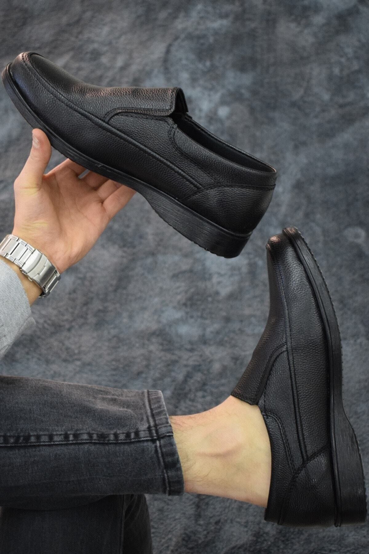 capel hor-se Erkek Siyah Ayakkabı Suni Deri Baba Ayakkabısı Klasik Modern Tasarım