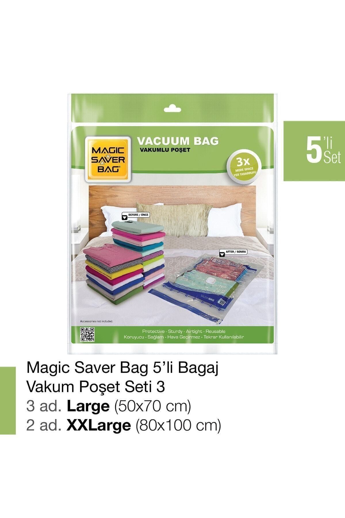 Magic Saver Bag 5´li Bagaj Vakumlu Poşet Seti 3