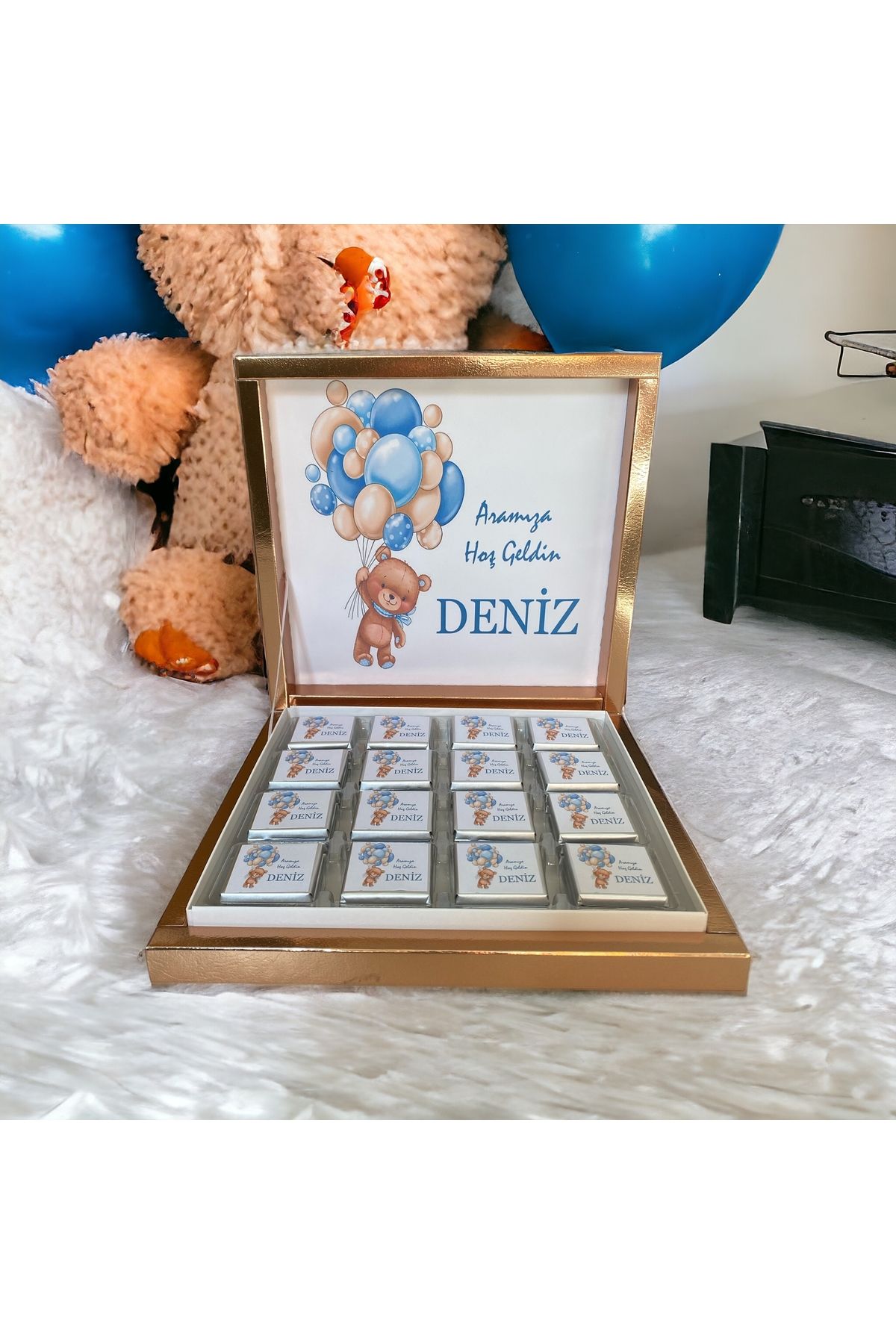 altıniz gıda YENİ!!(ELİTÇİKOLATA) Isme Özel Balonlu Erkek Bebek Çikolatası Dogum-yaş Günü-hediyelik Çikolata