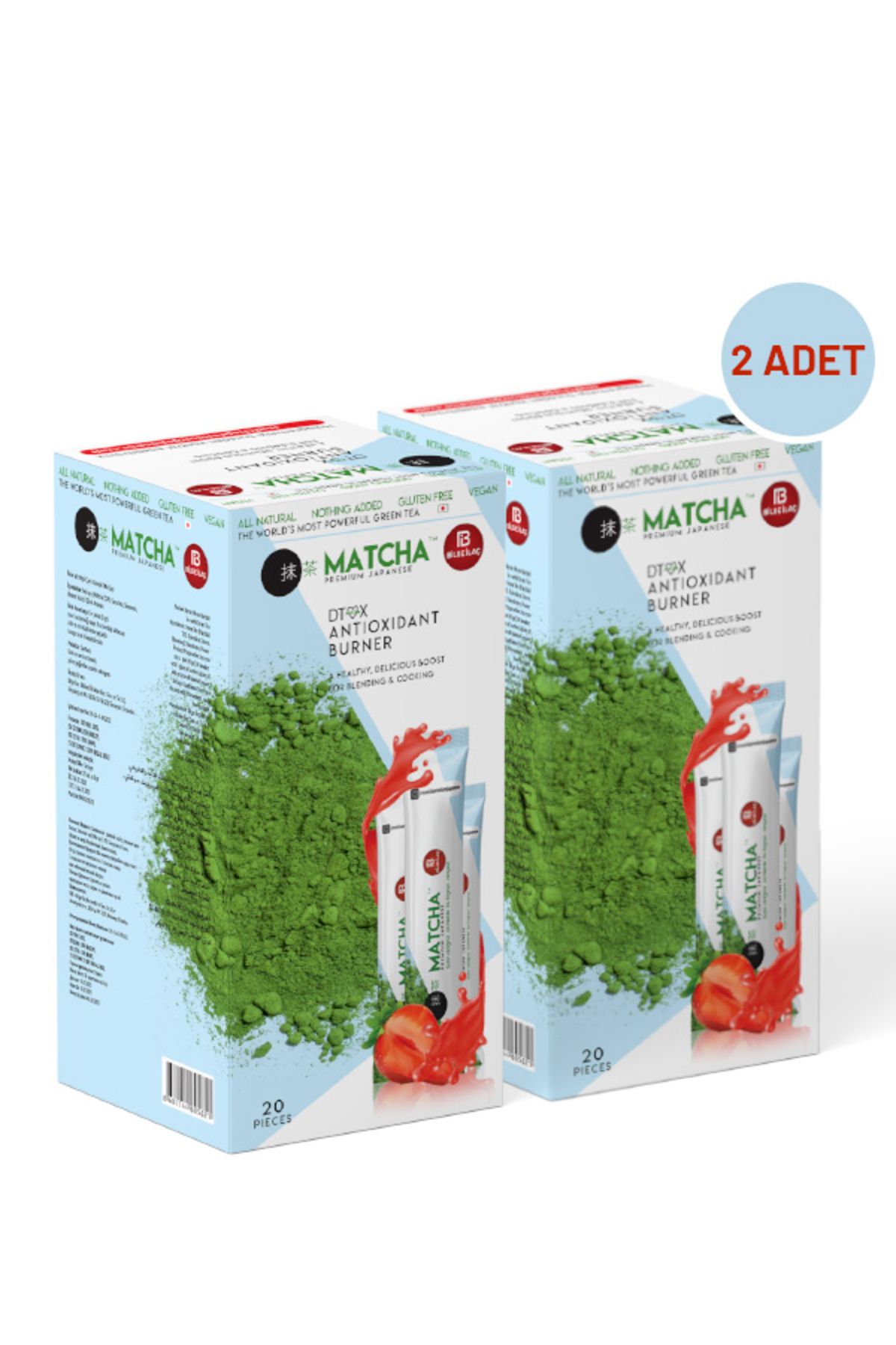 Matcha Premium Japanese Çilek Aromalı Detox Burner Form Matcha Çayı 2 Kutu