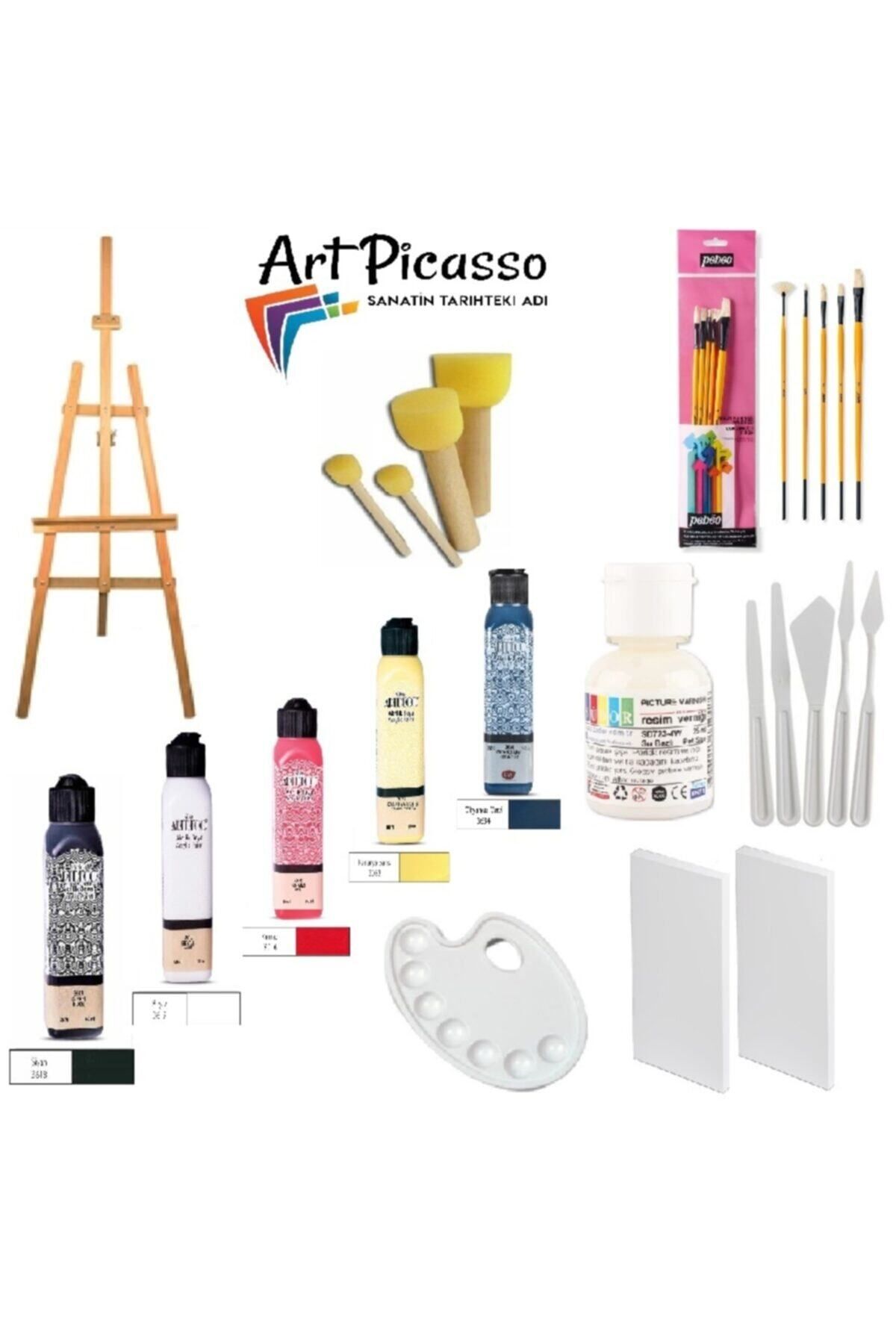 Art Picasso Artdeco 5x140ml Akrilik Boya 35x50 Tuval Şovale Seti